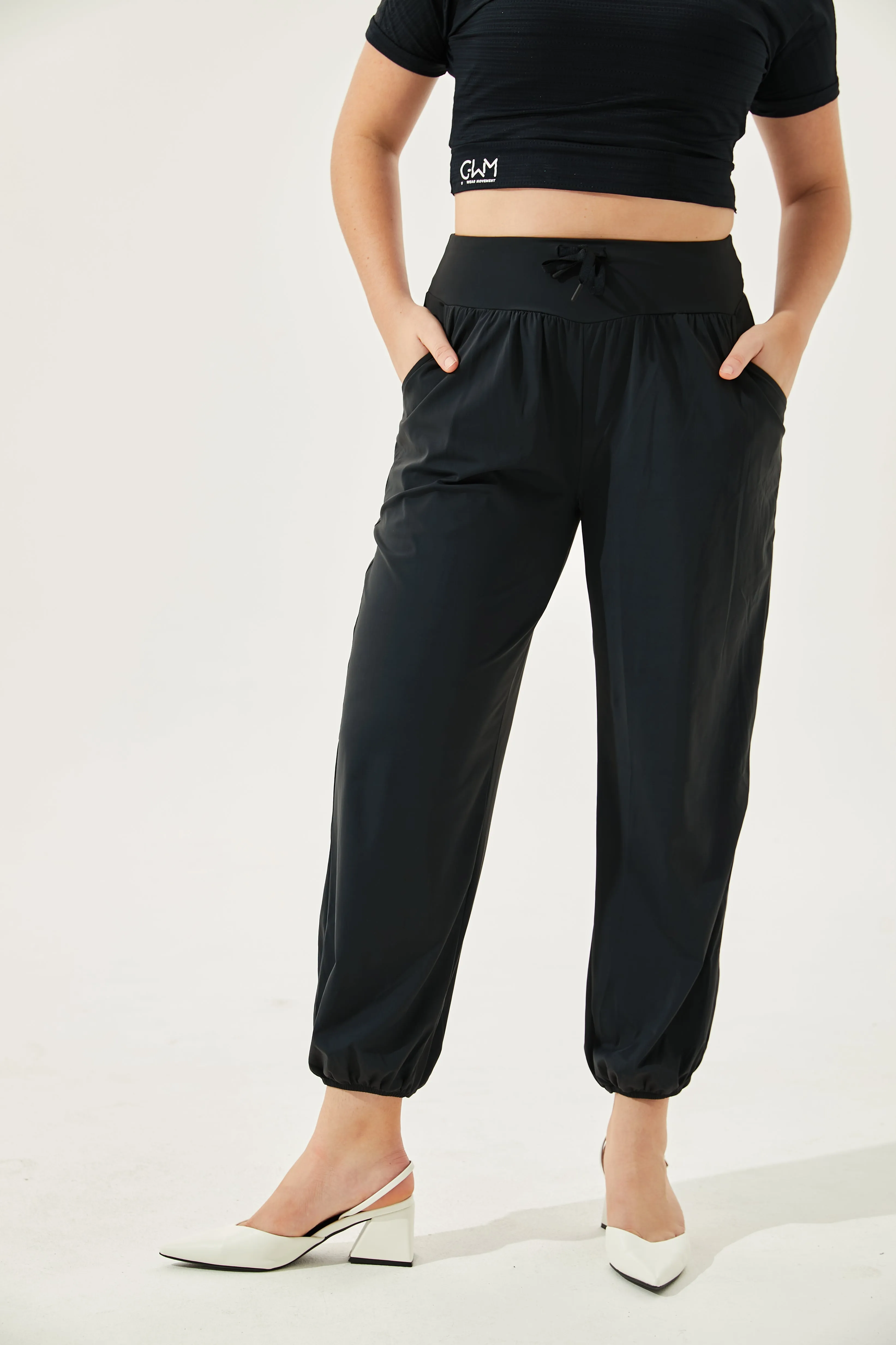 High-Waist Silky Boho Joggers With Cuffs