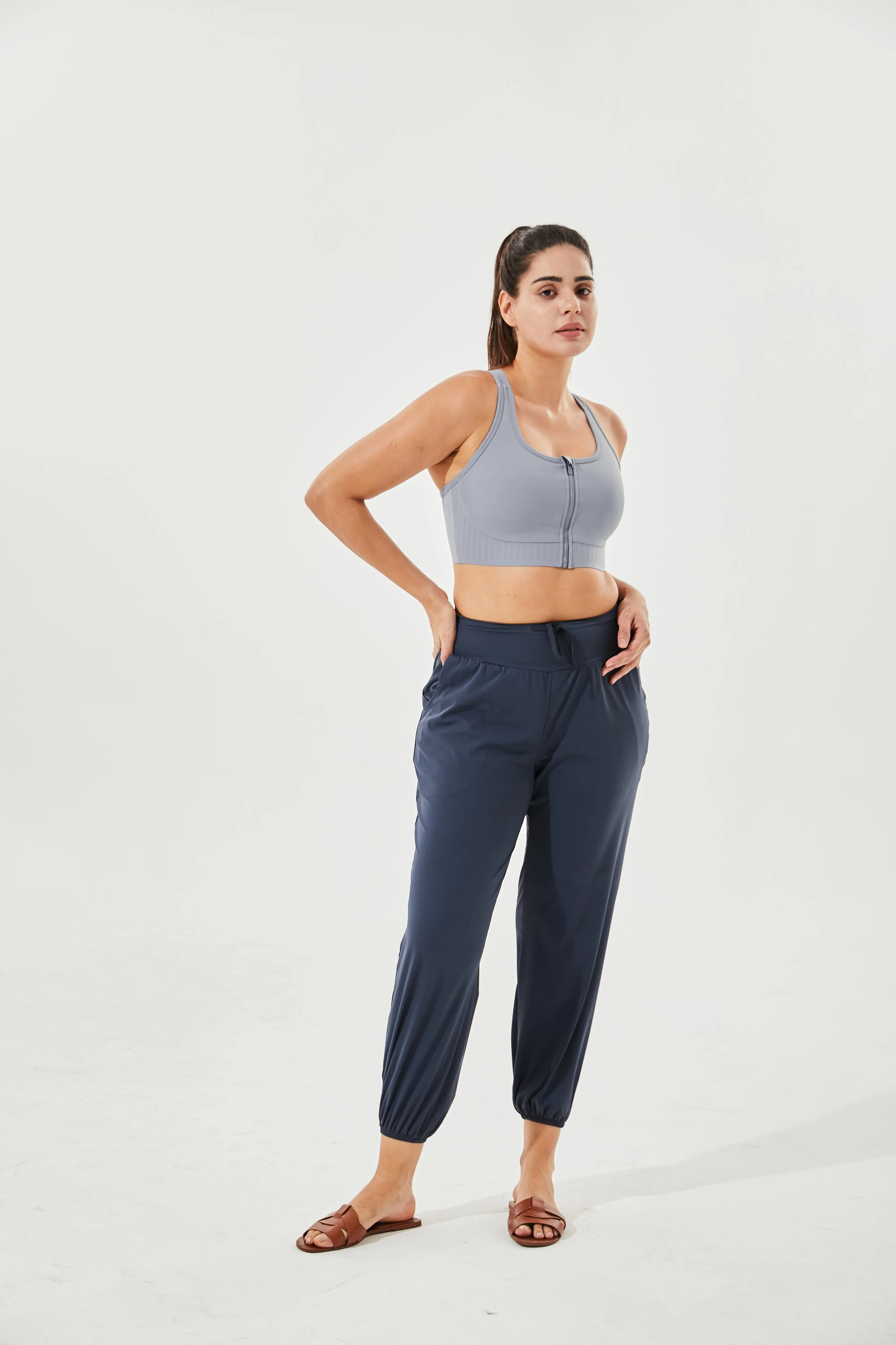 High-Waist Silky Boho Joggers With Cuffs