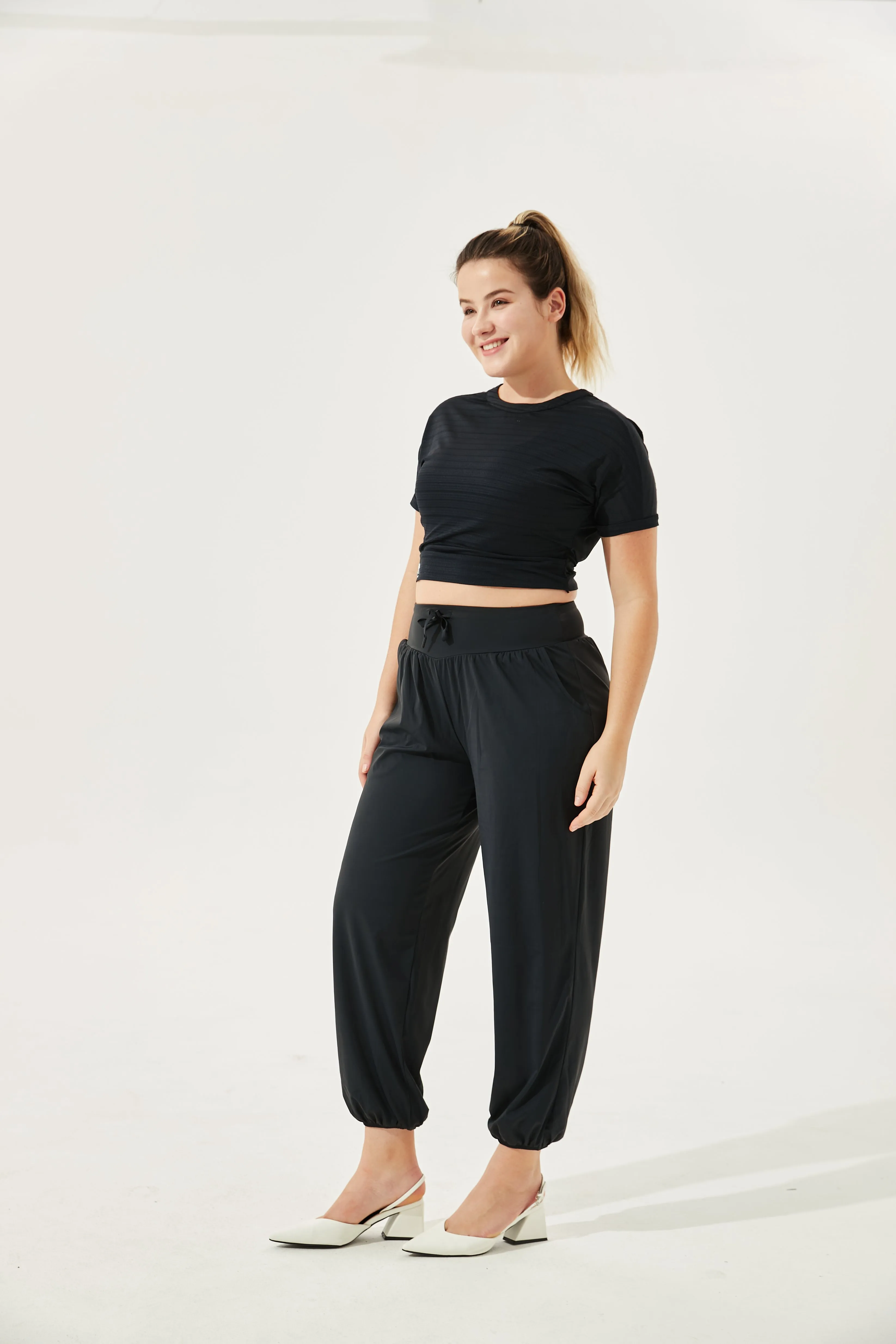 High-Waist Silky Boho Joggers With Cuffs