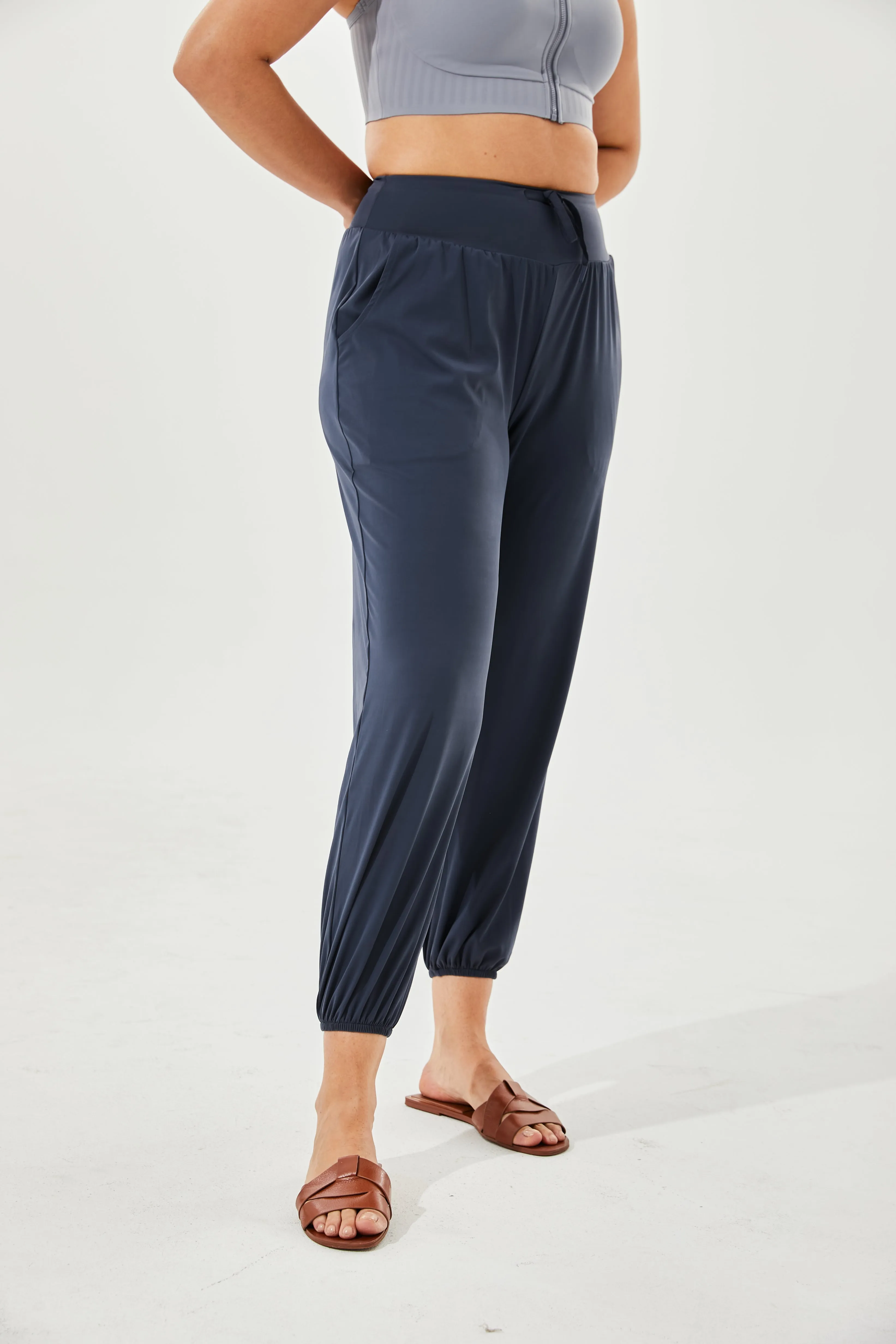 High-Waist Silky Boho Joggers With Cuffs