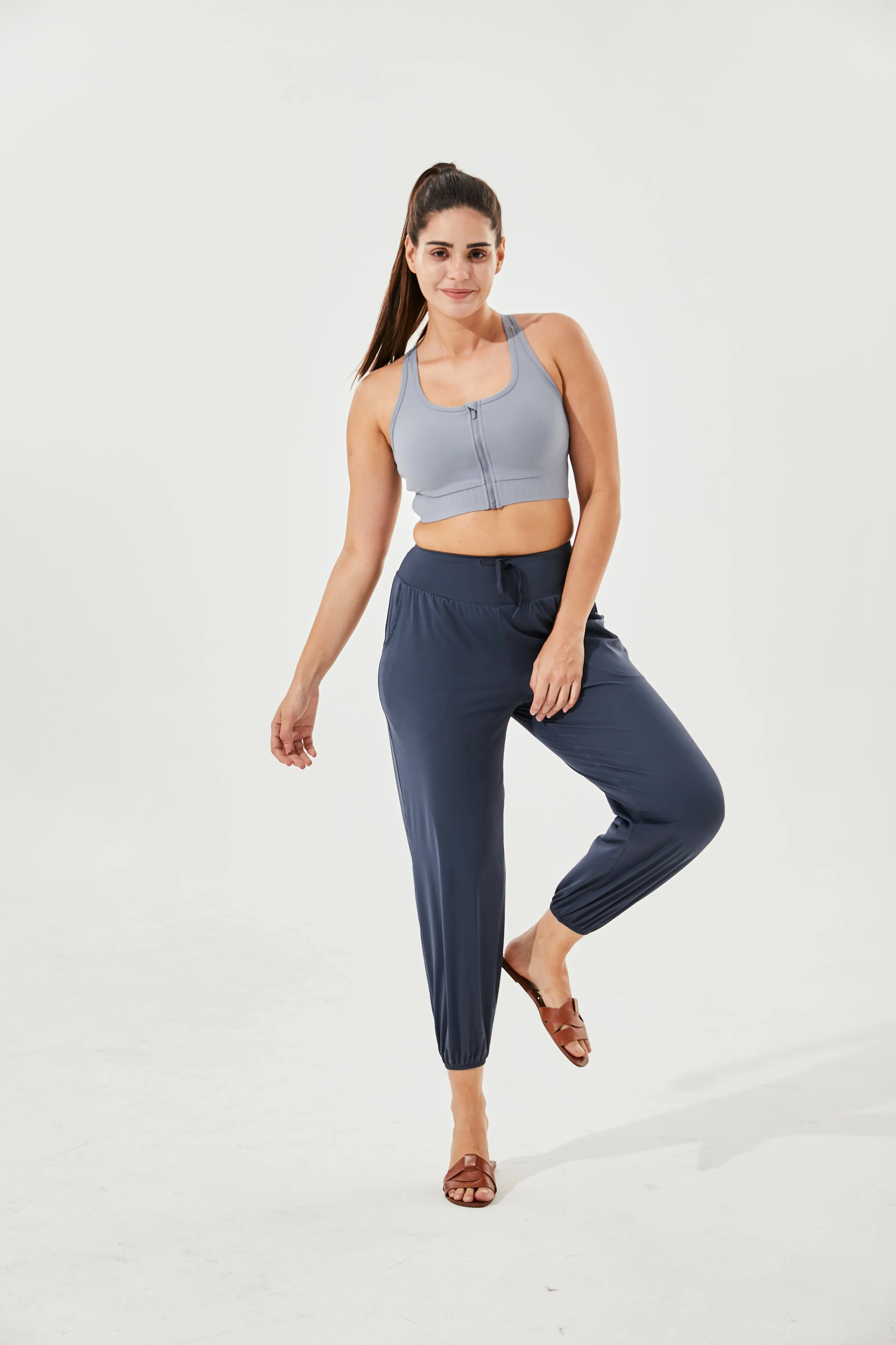 High-Waist Silky Boho Joggers With Cuffs