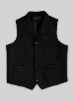 Highlander Heavy Black Herringbone Tweed Hunting Vest