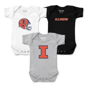 Illinois Fighting Illini 3-Pack Bodysuit