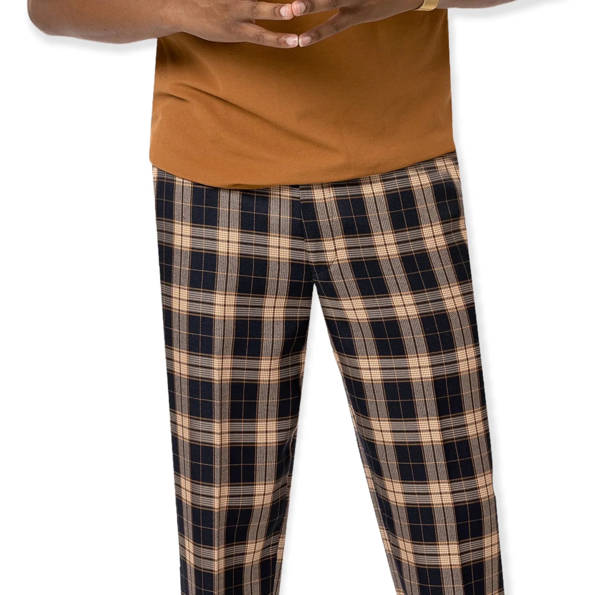 KENT & PARK: Slim Fit Plaid Pants PL52