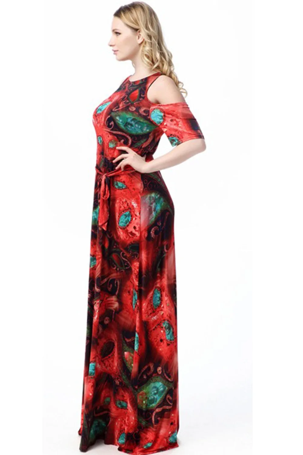 Ketty More Women Long Length Plus Size Round Neck Maxi Dress-KMWD398