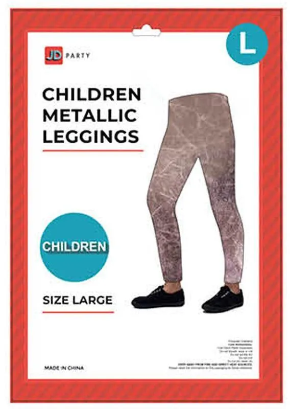 Kids Rose Gold Metallic Leggings - Large