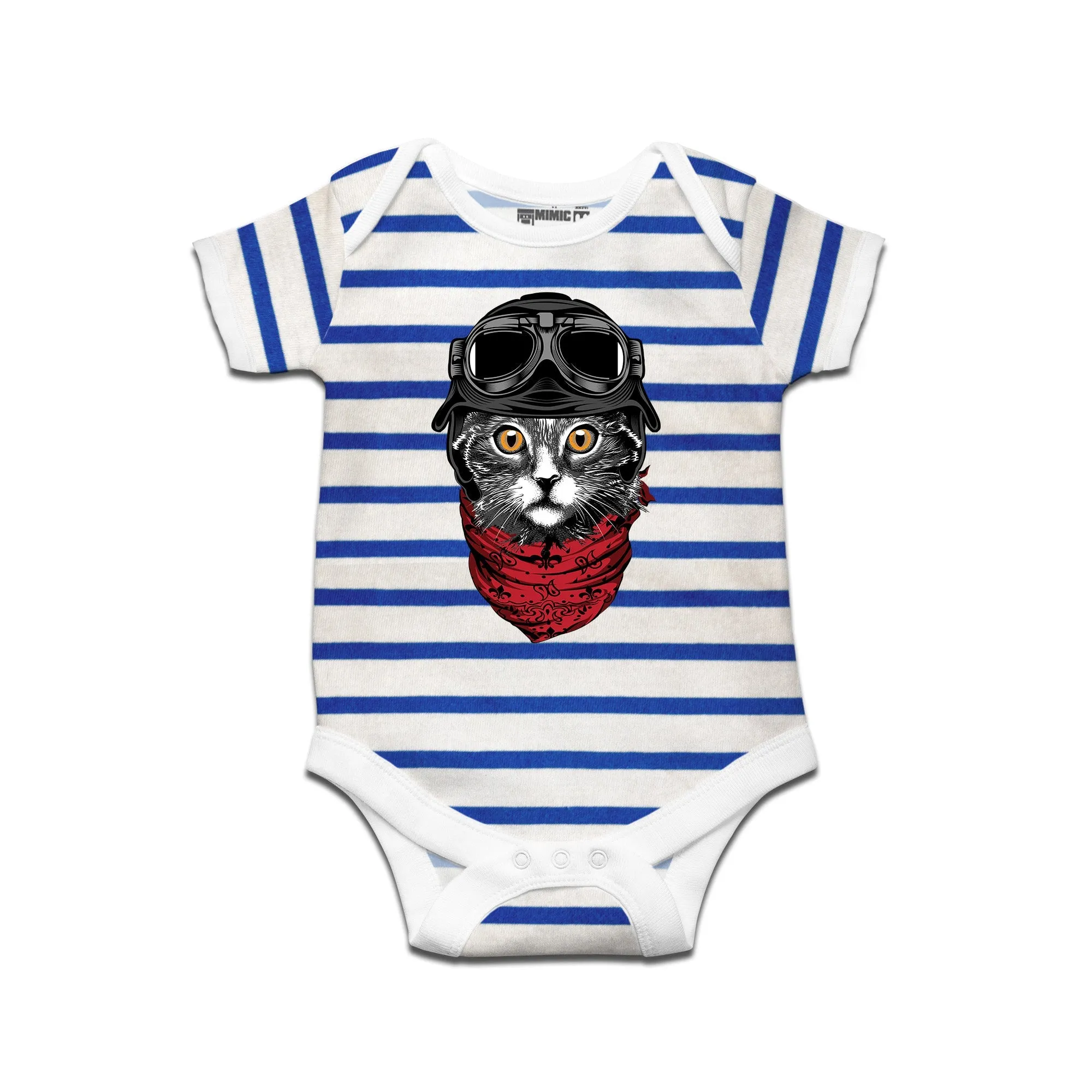 Kidswear By Ruse Cute cat Printed Striped infant Romper For Baby