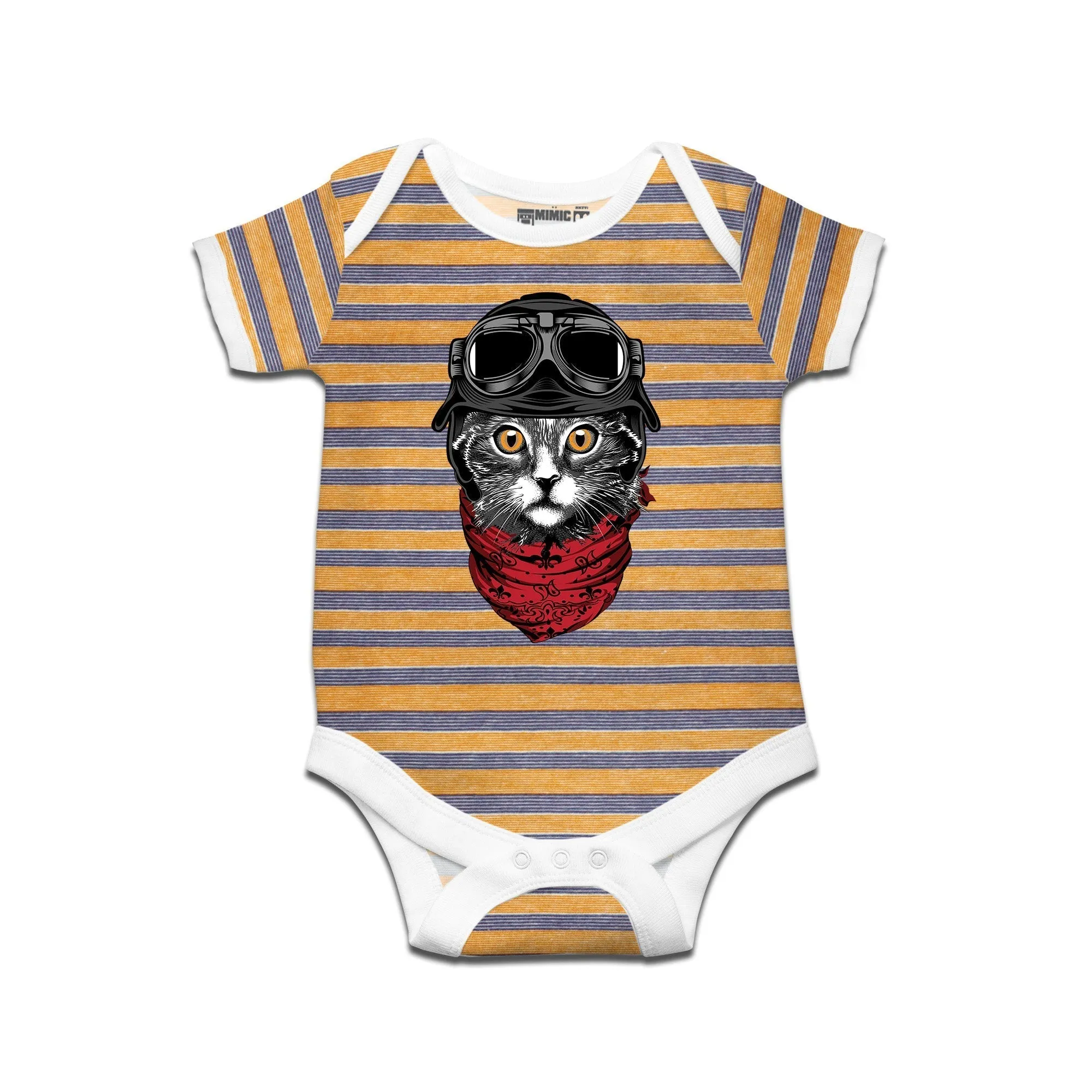 Kidswear By Ruse Cute cat Printed Striped infant Romper For Baby