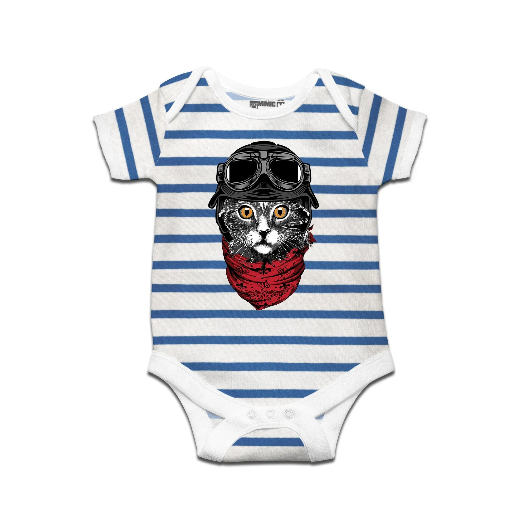 Kidswear By Ruse Cute cat Printed Striped infant Romper For Baby