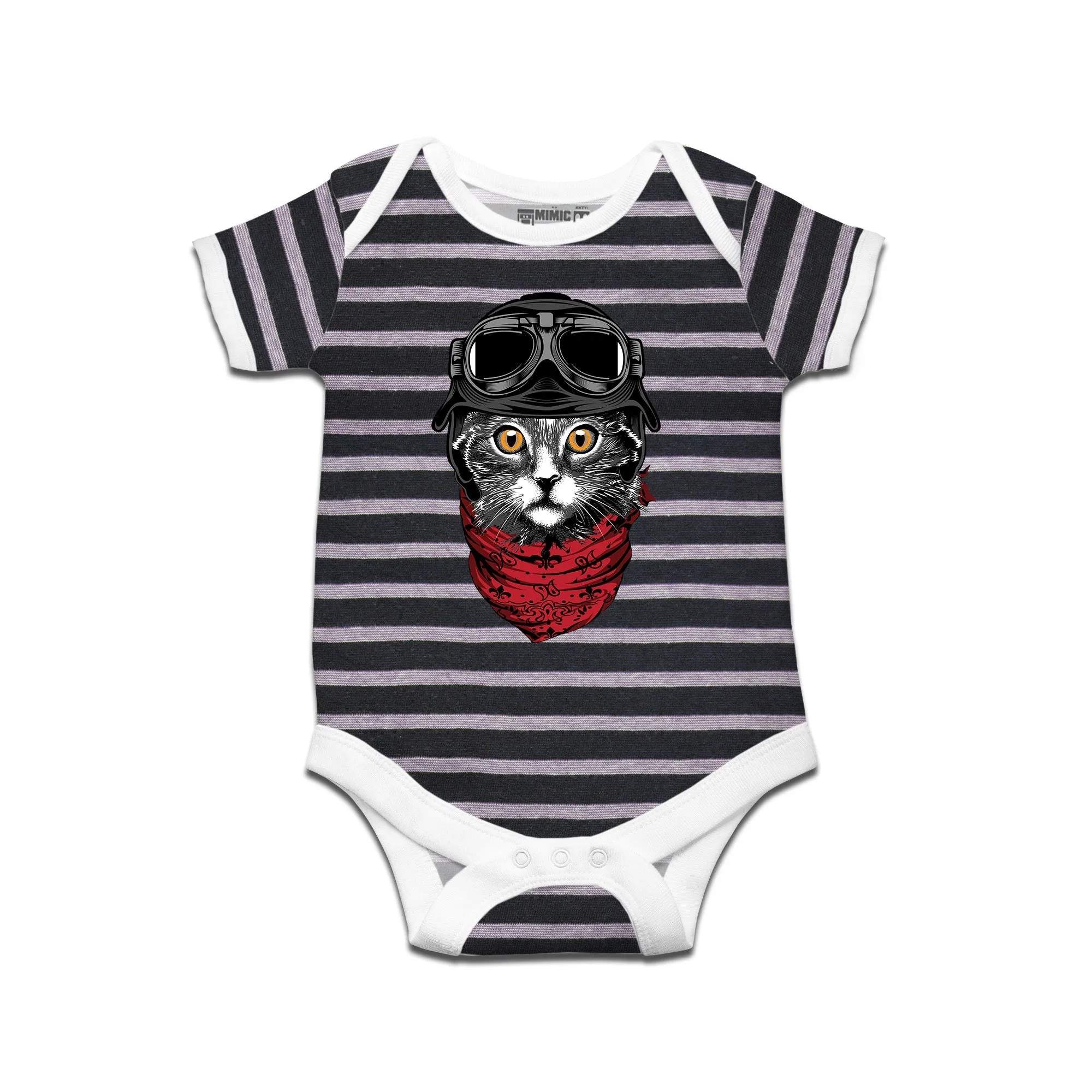 Kidswear By Ruse Cute cat Printed Striped infant Romper For Baby