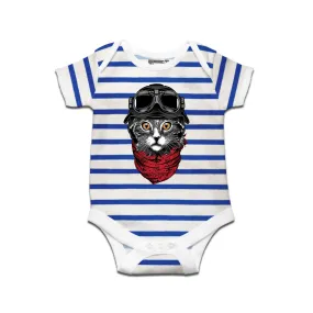 Kidswear By Ruse Cute cat Printed Striped infant Romper For Baby