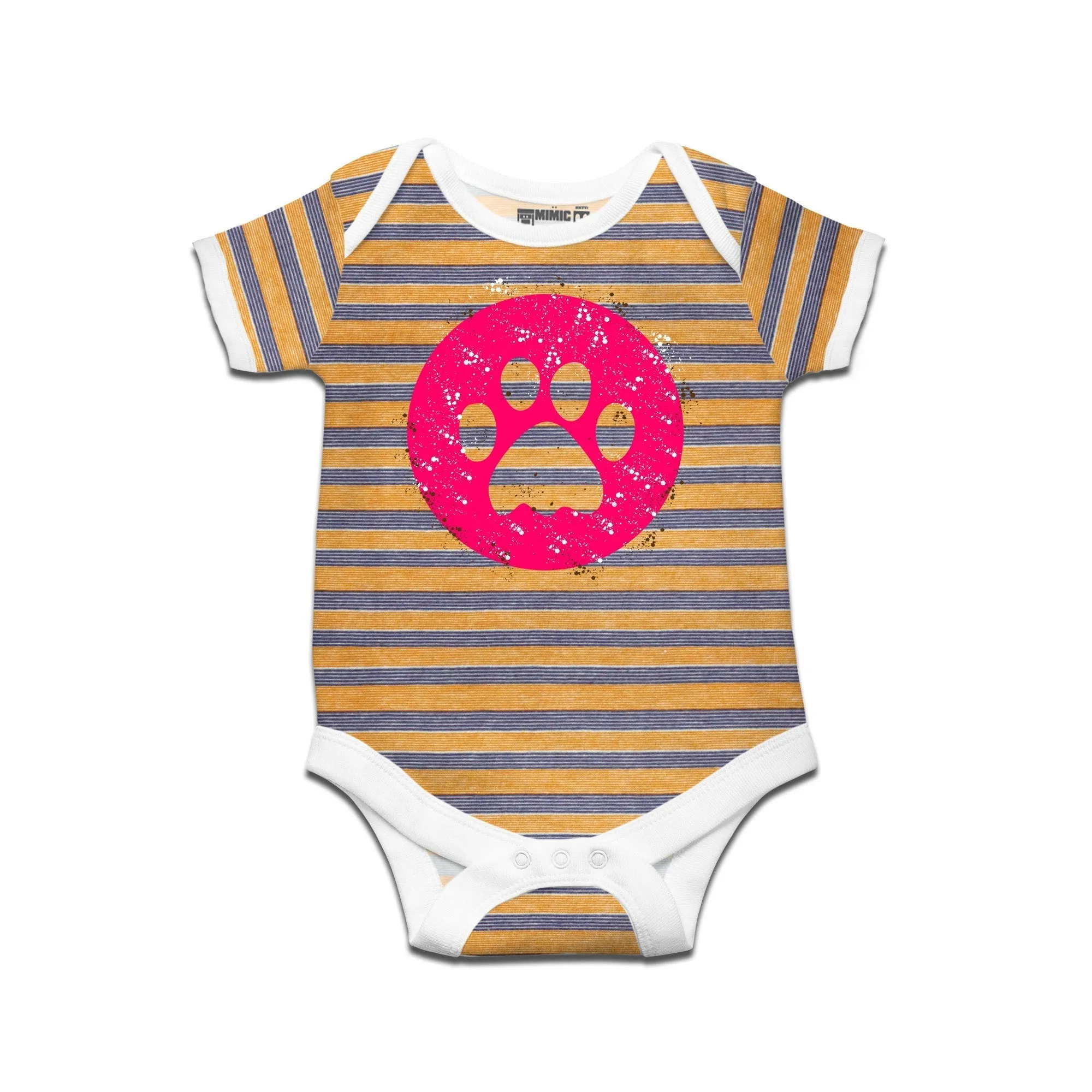 Kidswear By Ruse Muddy Paw Printed Striped infant Romper For Baby