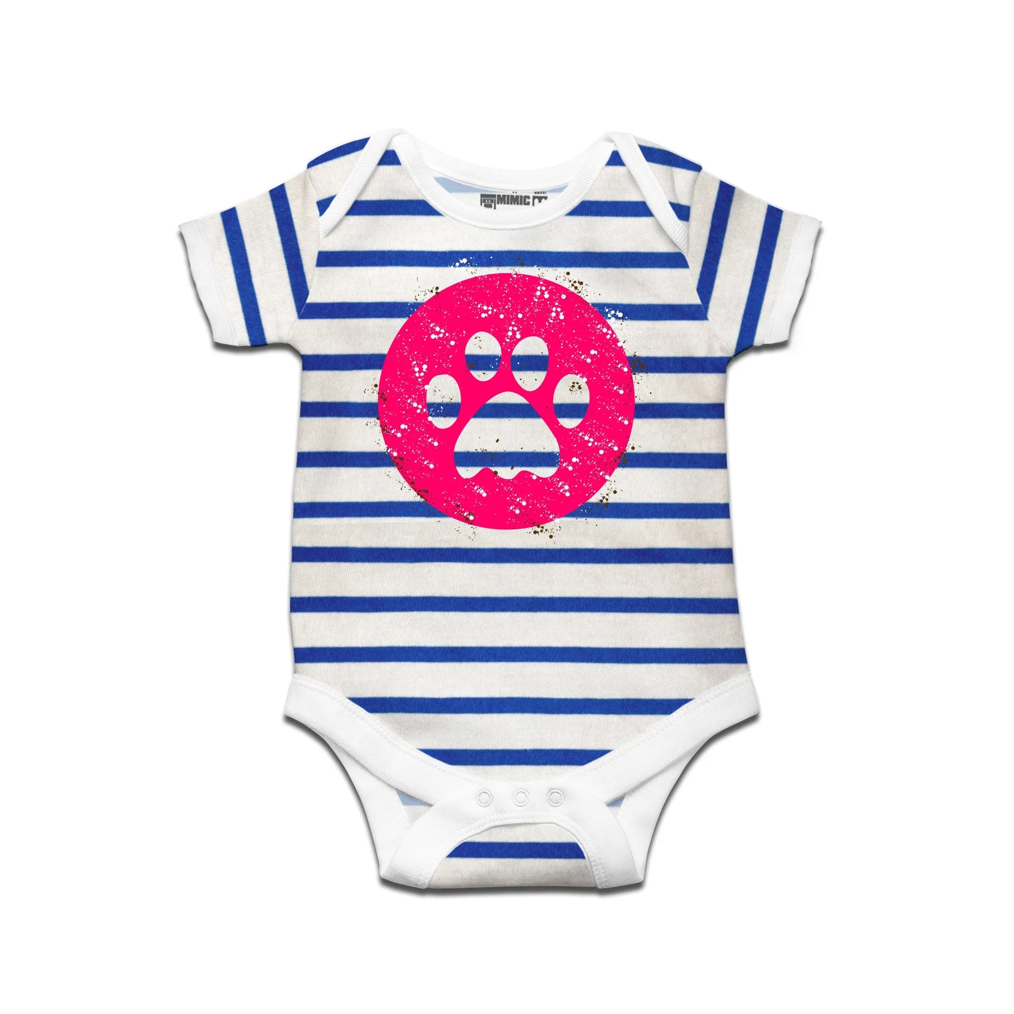 Kidswear By Ruse Muddy Paw Printed Striped infant Romper For Baby