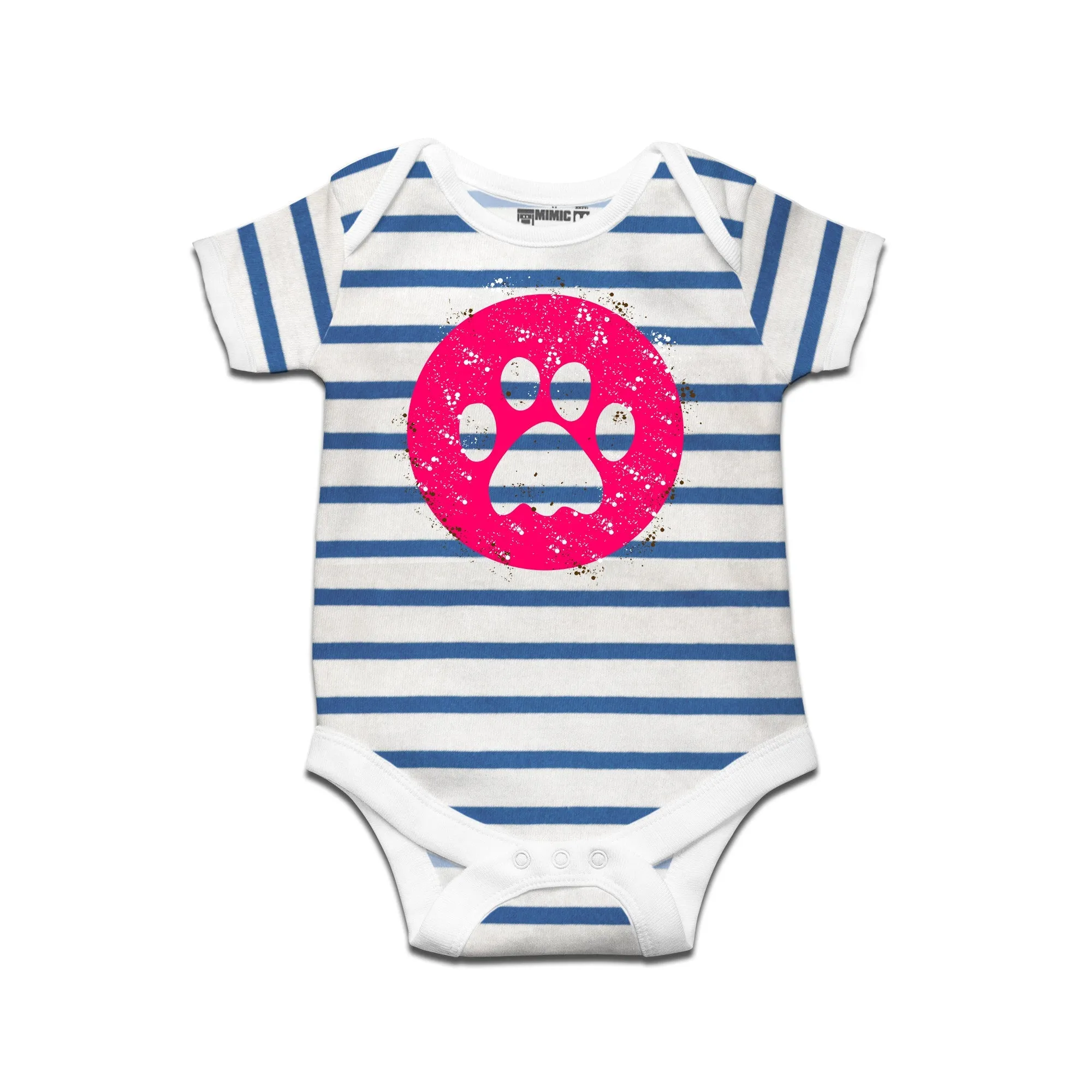 Kidswear By Ruse Muddy Paw Printed Striped infant Romper For Baby