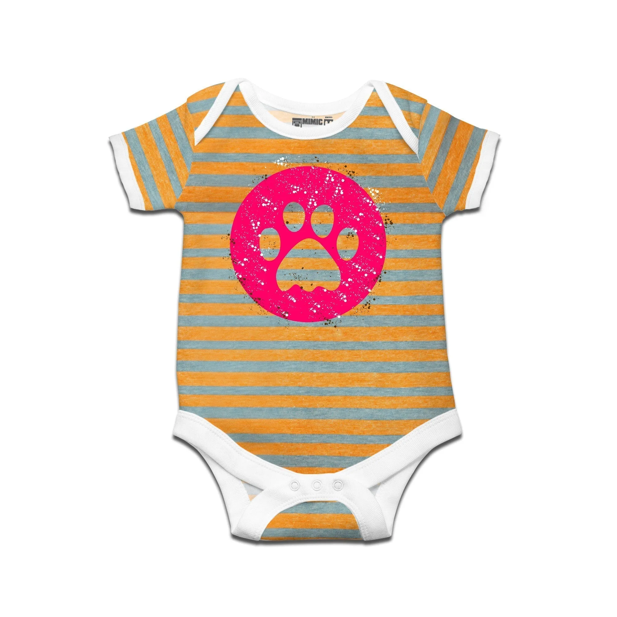 Kidswear By Ruse Muddy Paw Printed Striped infant Romper For Baby