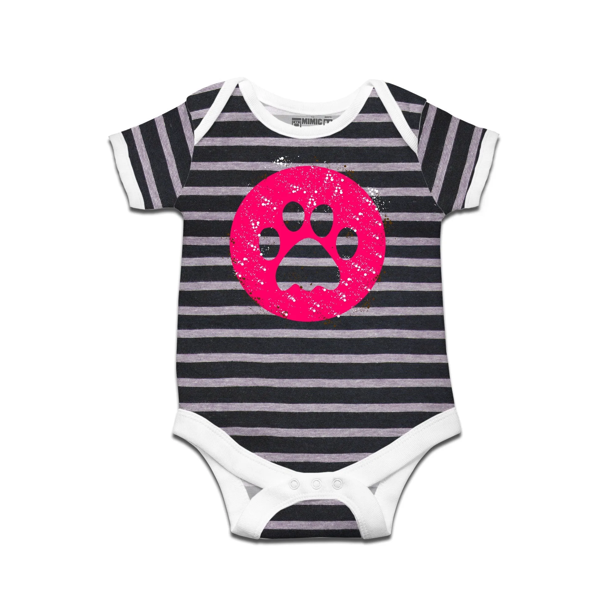 Kidswear By Ruse Muddy Paw Printed Striped infant Romper For Baby