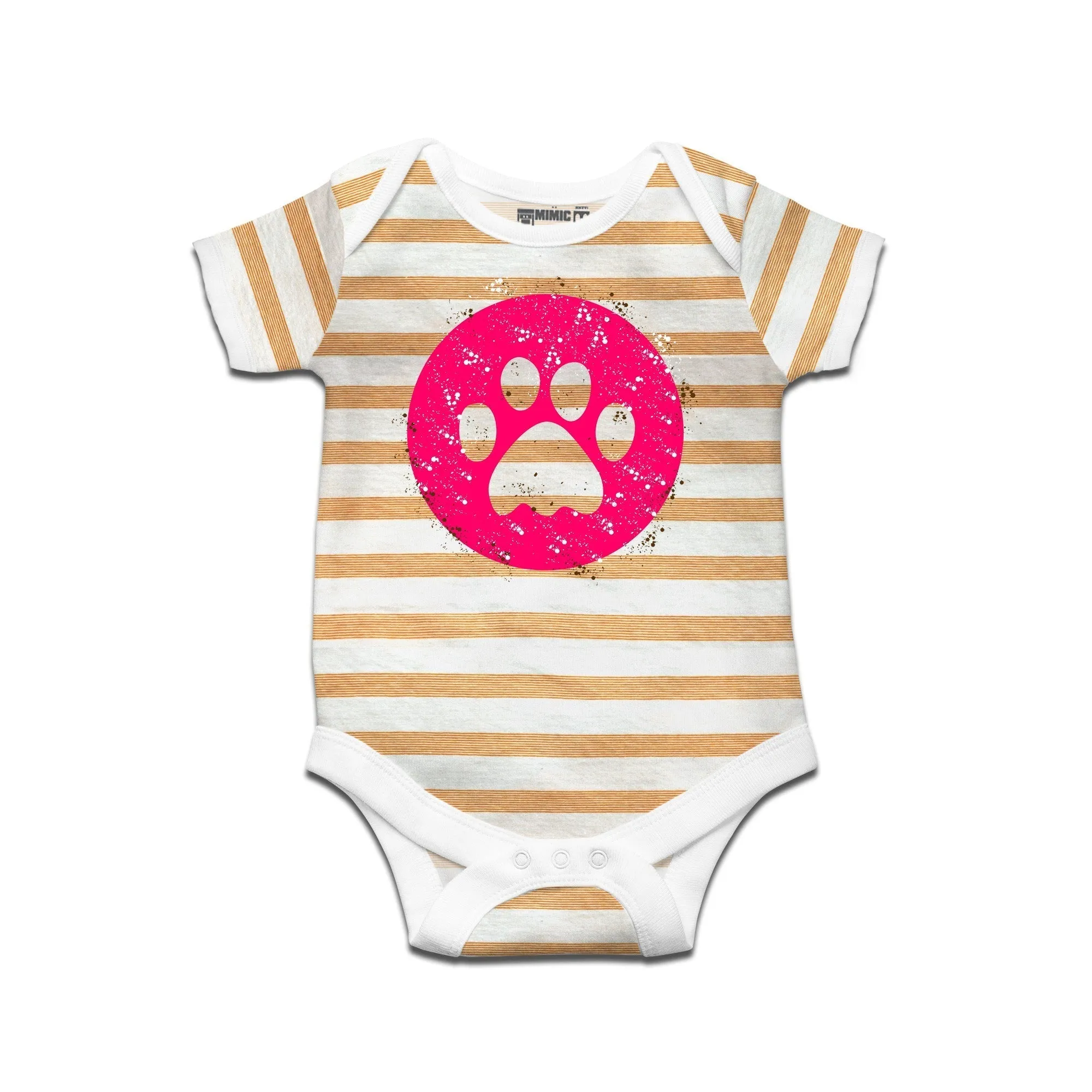 Kidswear By Ruse Muddy Paw Printed Striped infant Romper For Baby