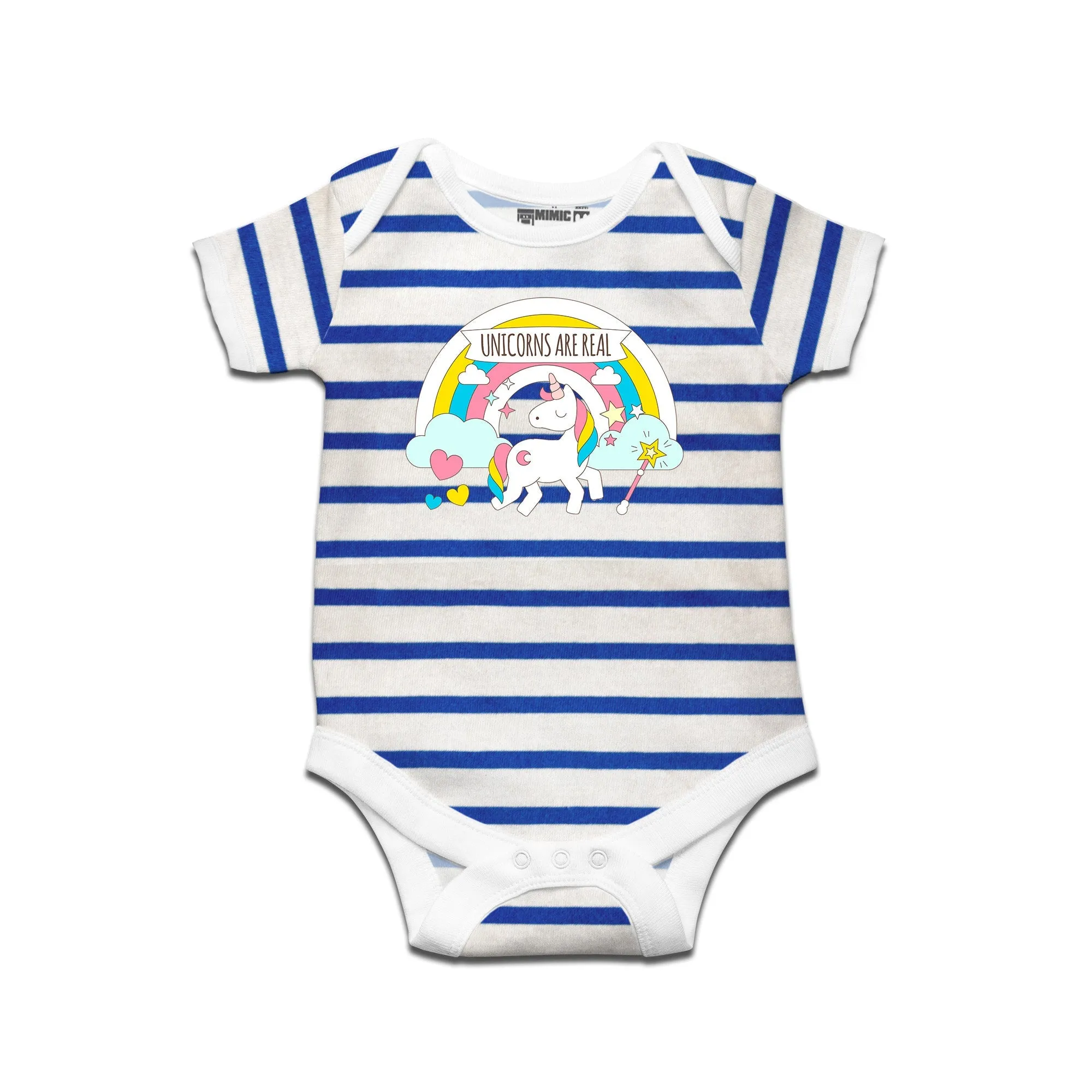 Kidswear By Ruse Unicorn Printed Striped infant Romper For Baby