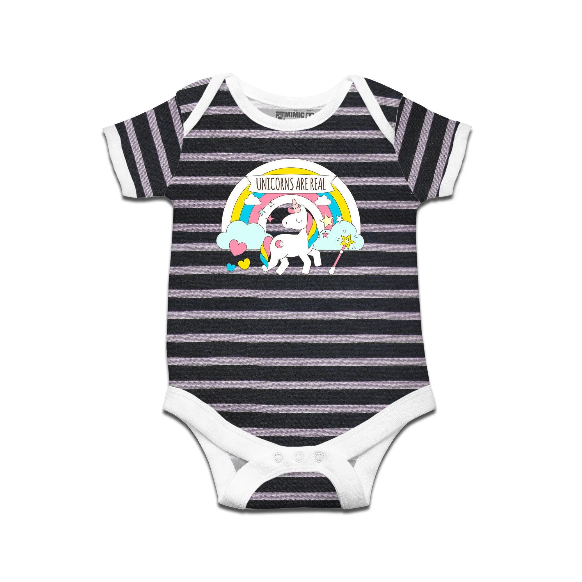 Kidswear By Ruse Unicorn Printed Striped infant Romper For Baby