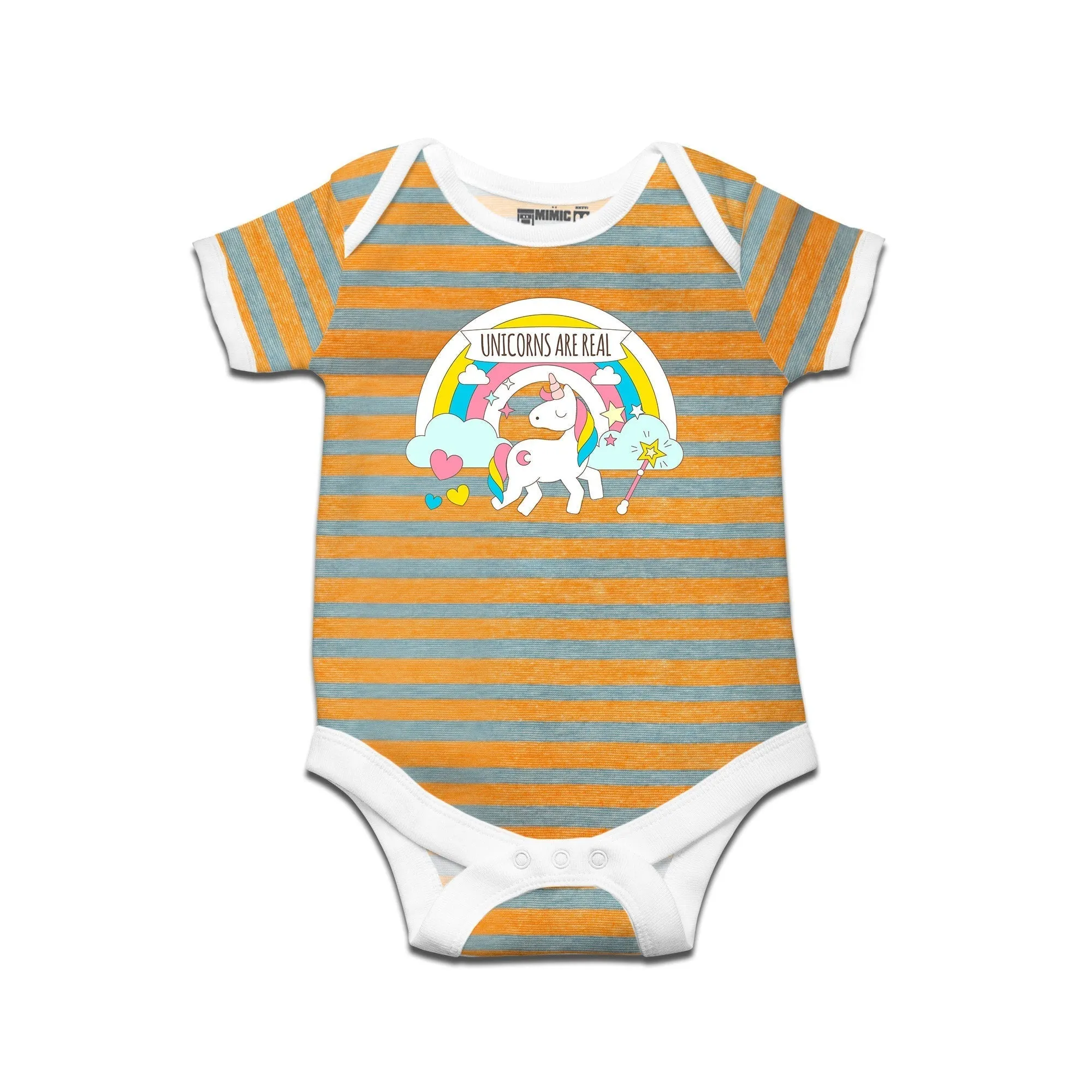 Kidswear By Ruse Unicorn Printed Striped infant Romper For Baby