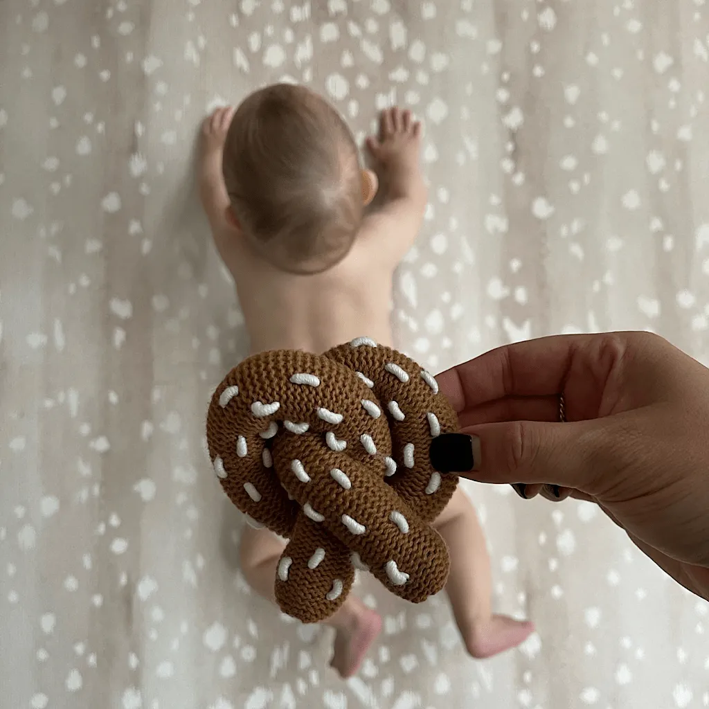 Knit Pretzel Baby Rattle