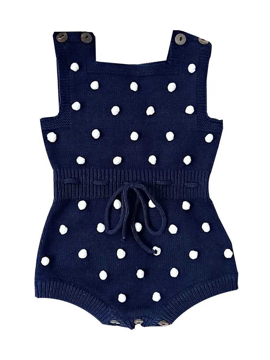 Knitting Wool Dots Suspender Bodysuit Crochet Cotton Romper Spanish Style Baby Clothes