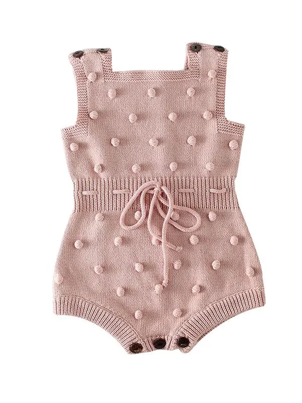 Knitting Wool Dots Suspender Bodysuit Crochet Cotton Romper Spanish Style Baby Clothes