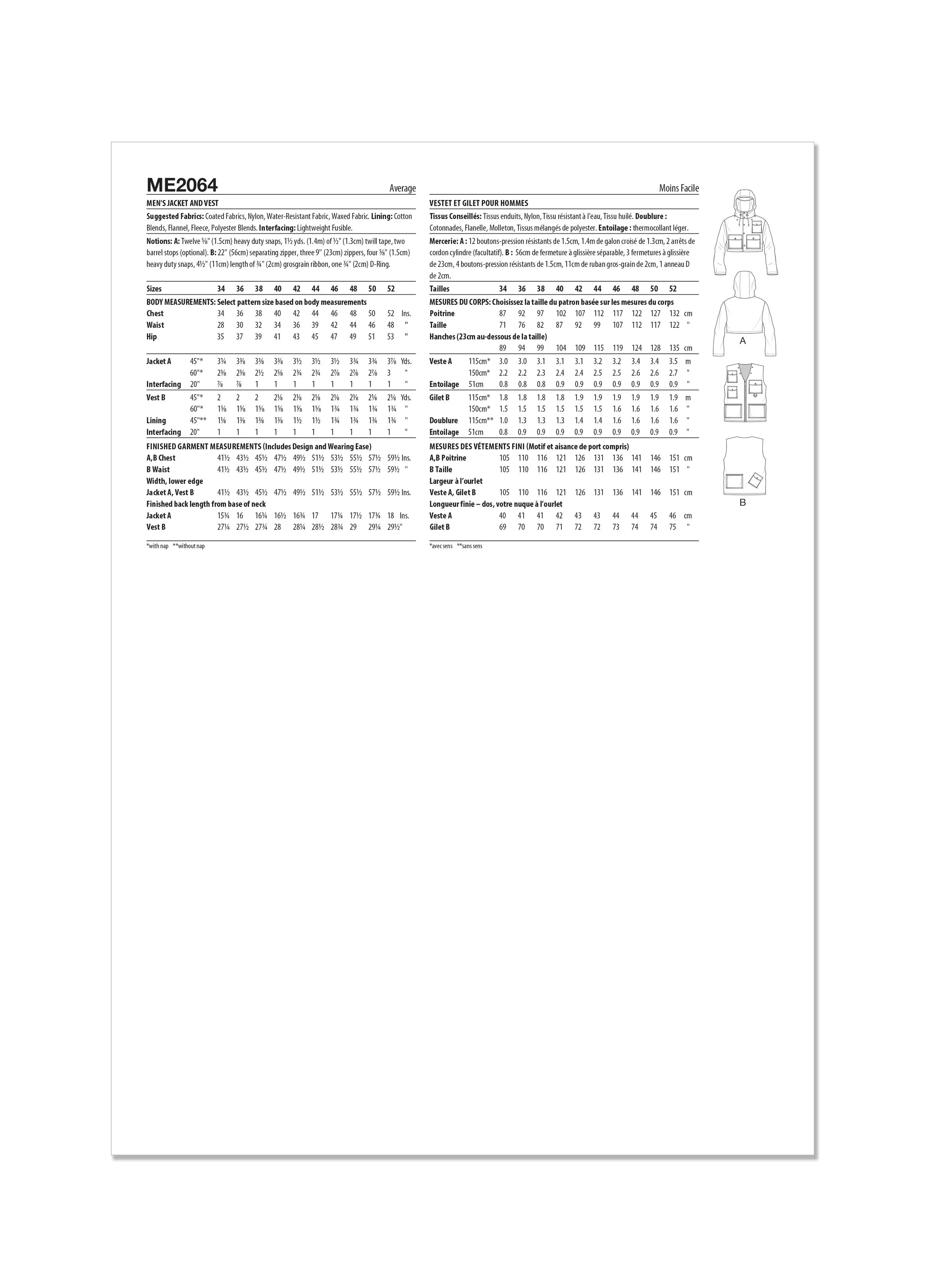 Know Me sewing pattern 2064 Men's Jacket and Vest by Donny Q