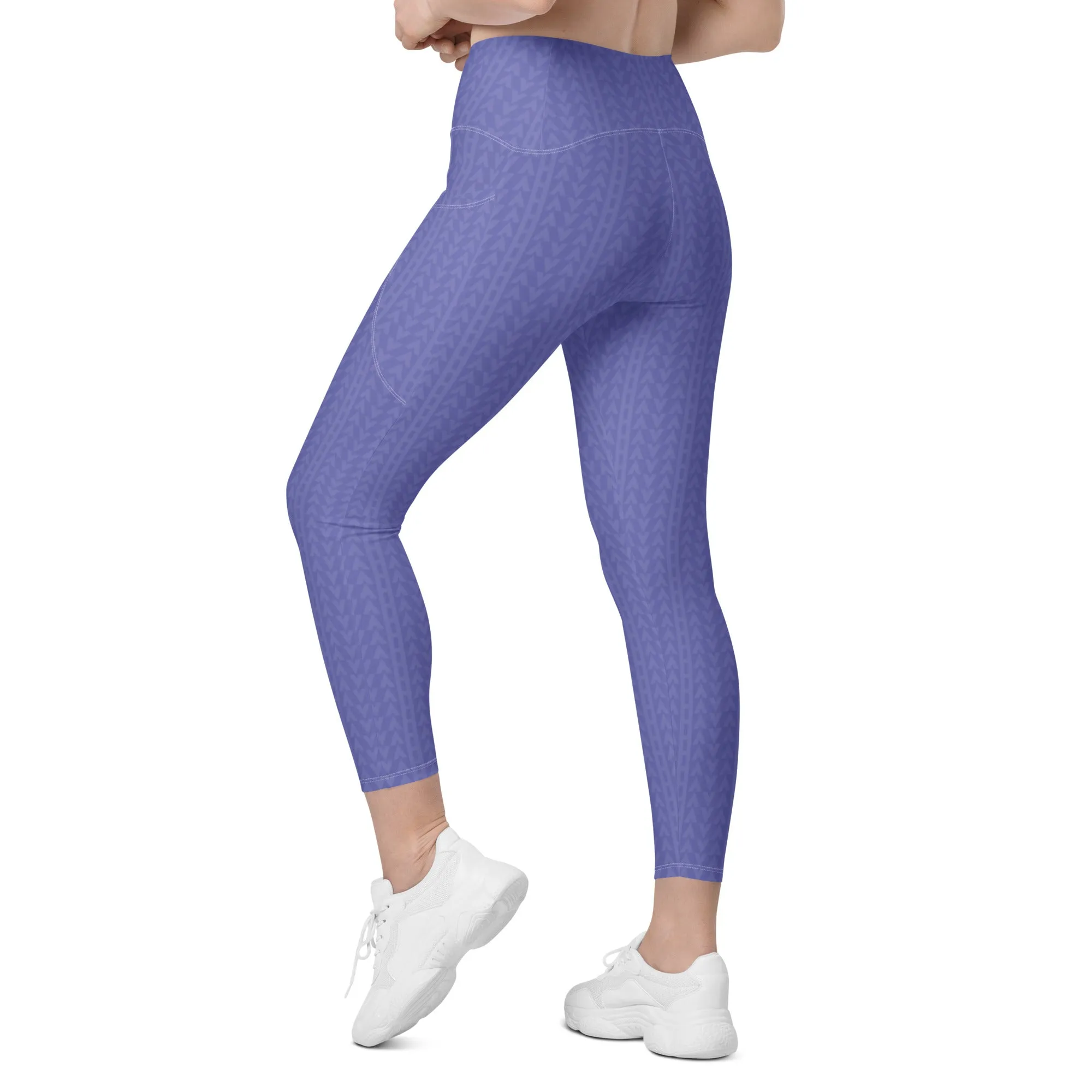 Lavender Bloom High Waisted Leggings with Pockets