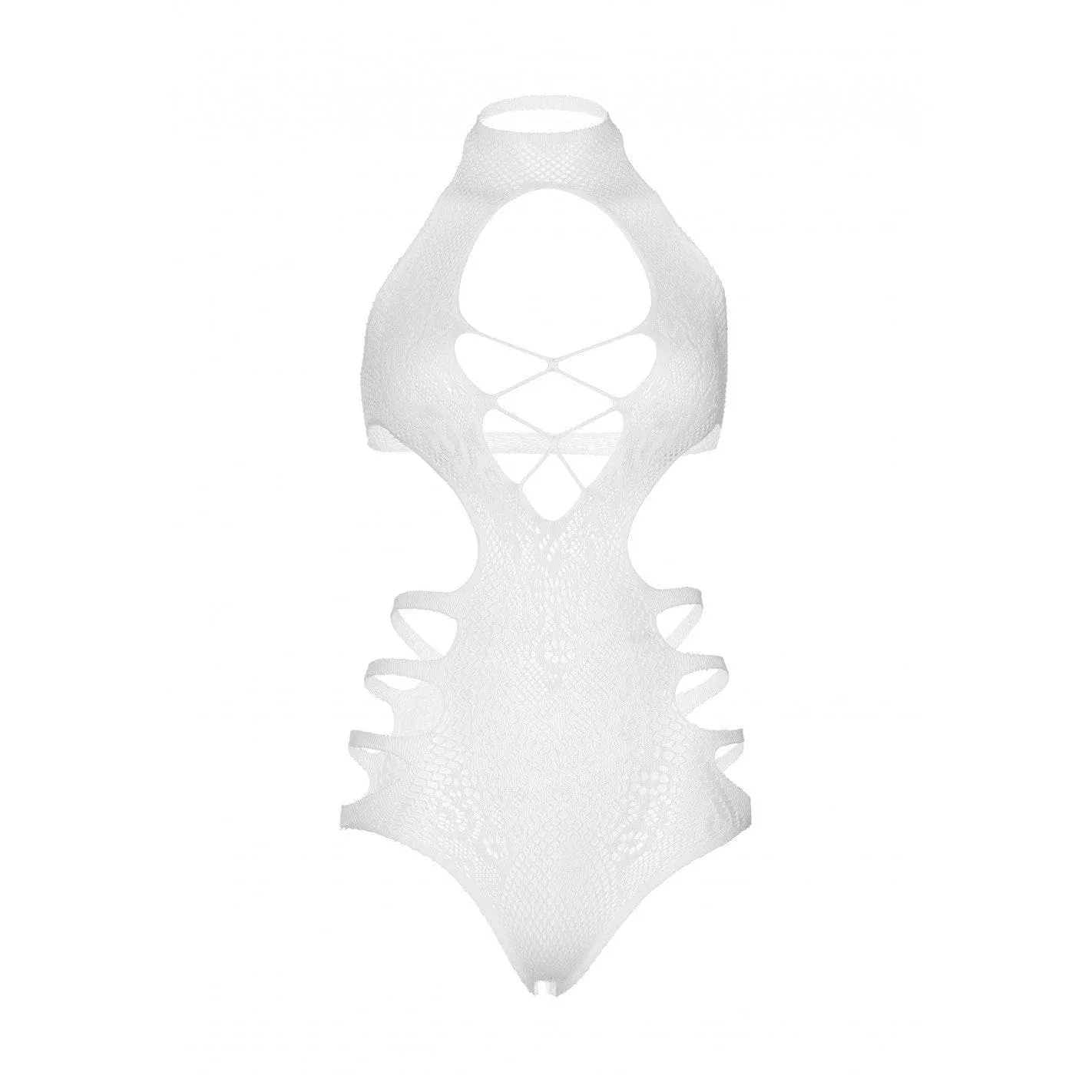 Leg Avenue Lace Cut Out Strappy Bodysuit - O/S - White