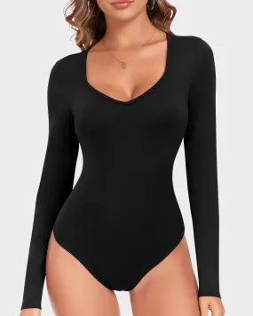 LilyLove® Seamless Long Sleeve V-Neck Sculpting Bodysuit