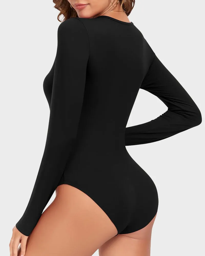 LilyLove® Seamless Long Sleeve V-Neck Sculpting Bodysuit