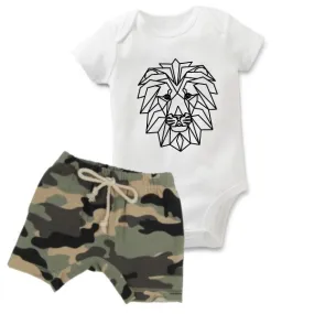 Lion Bodysuit   Camo Shorts