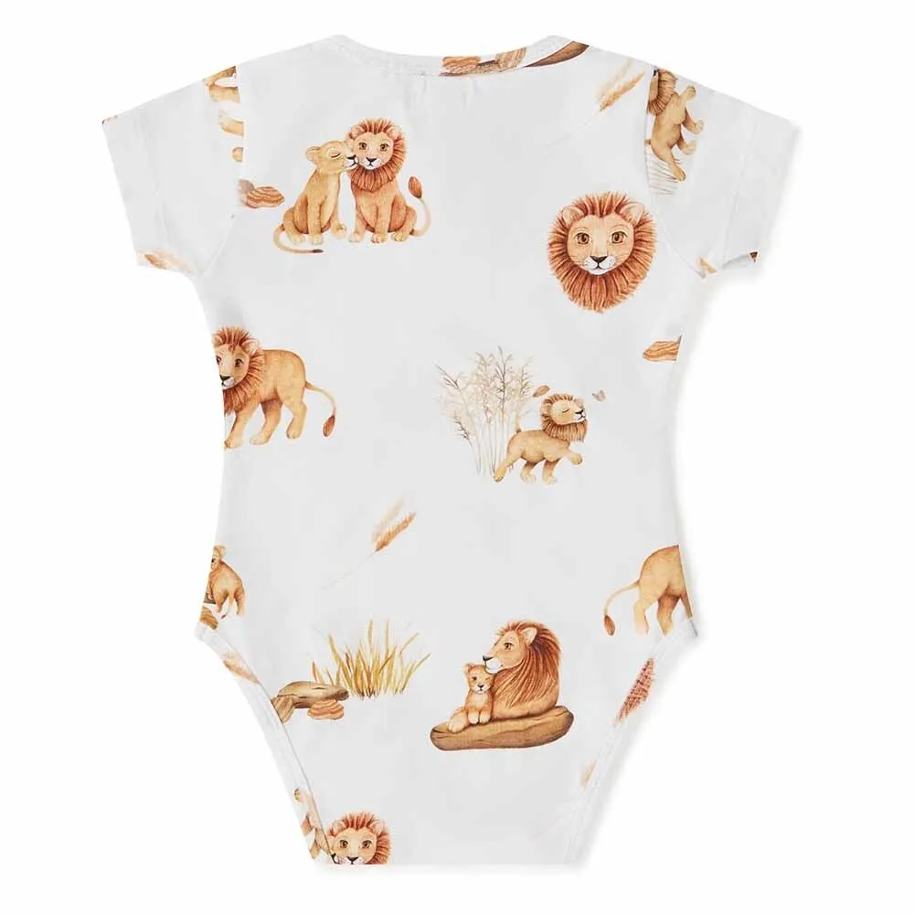 Lion Short Sleeve Organic Bodysuit