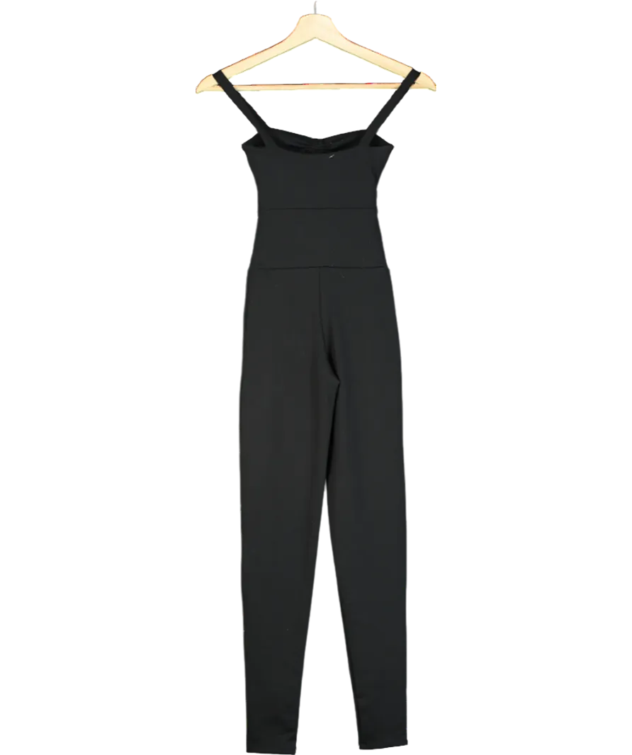 Live The Process Black Bow Front Cut-out Bodysuit UK XS