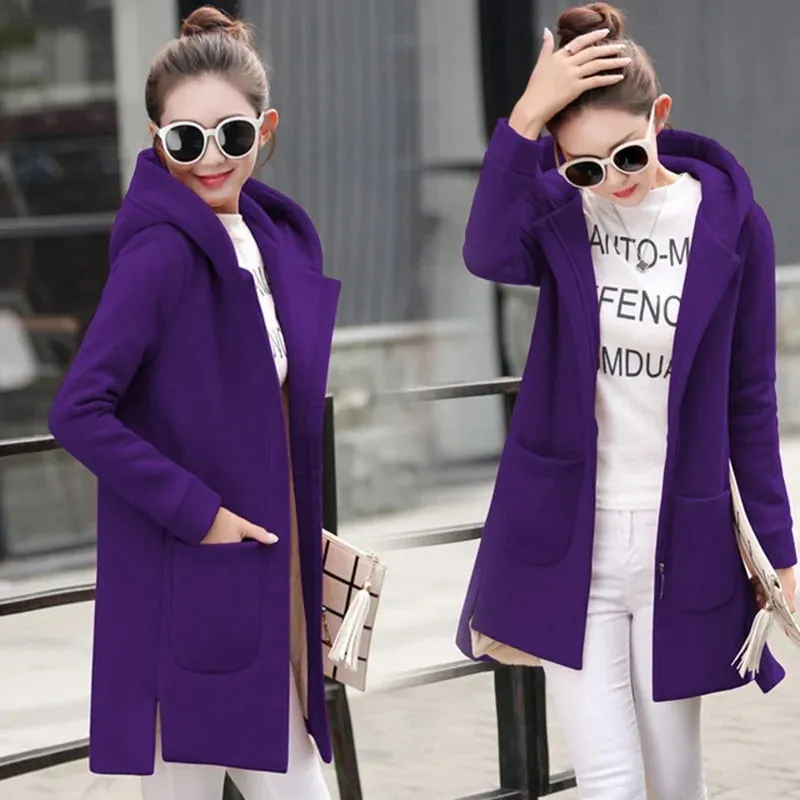 Long Hooded Fleece Coats