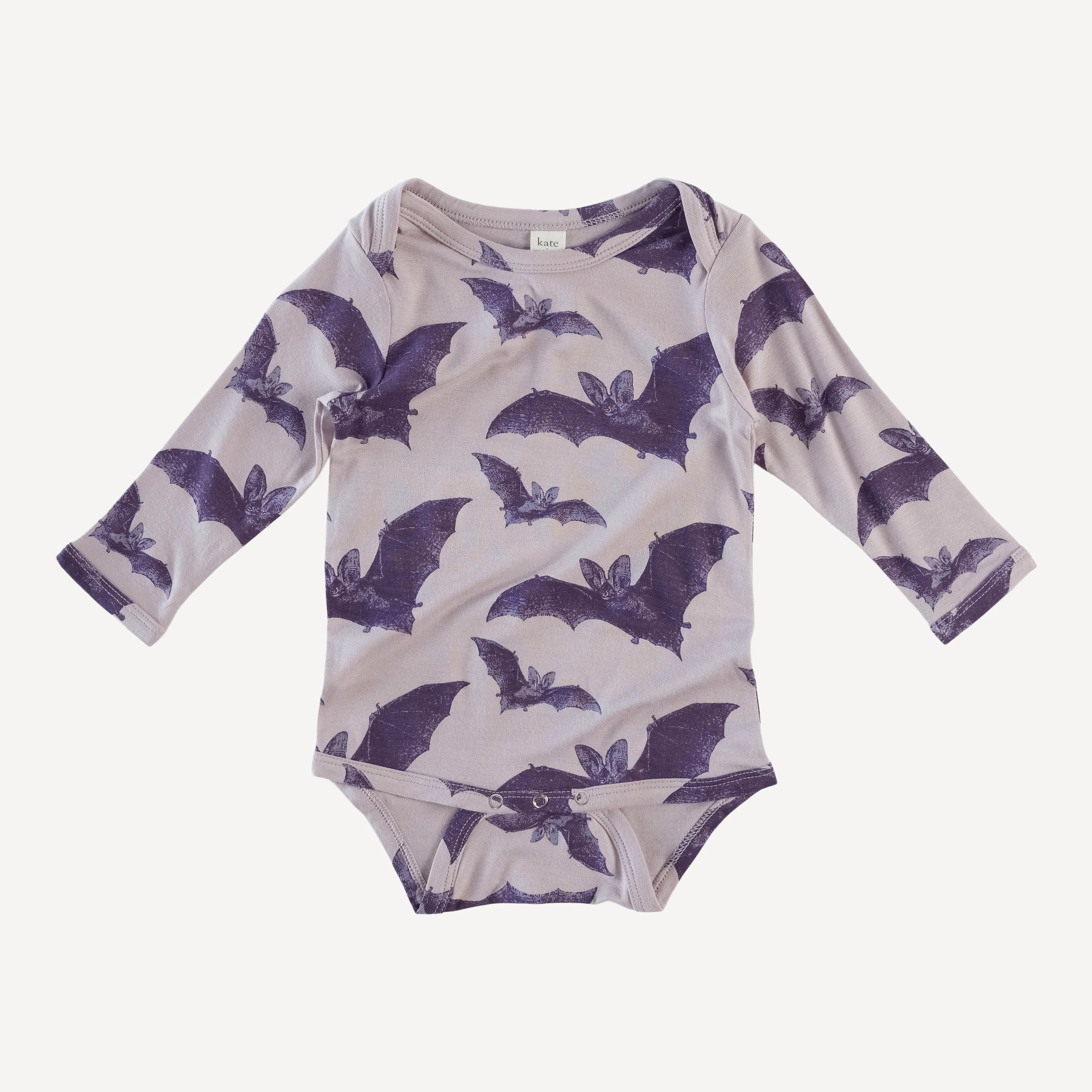 long sleeve lap neck bodysuit | purple bat | bamboo