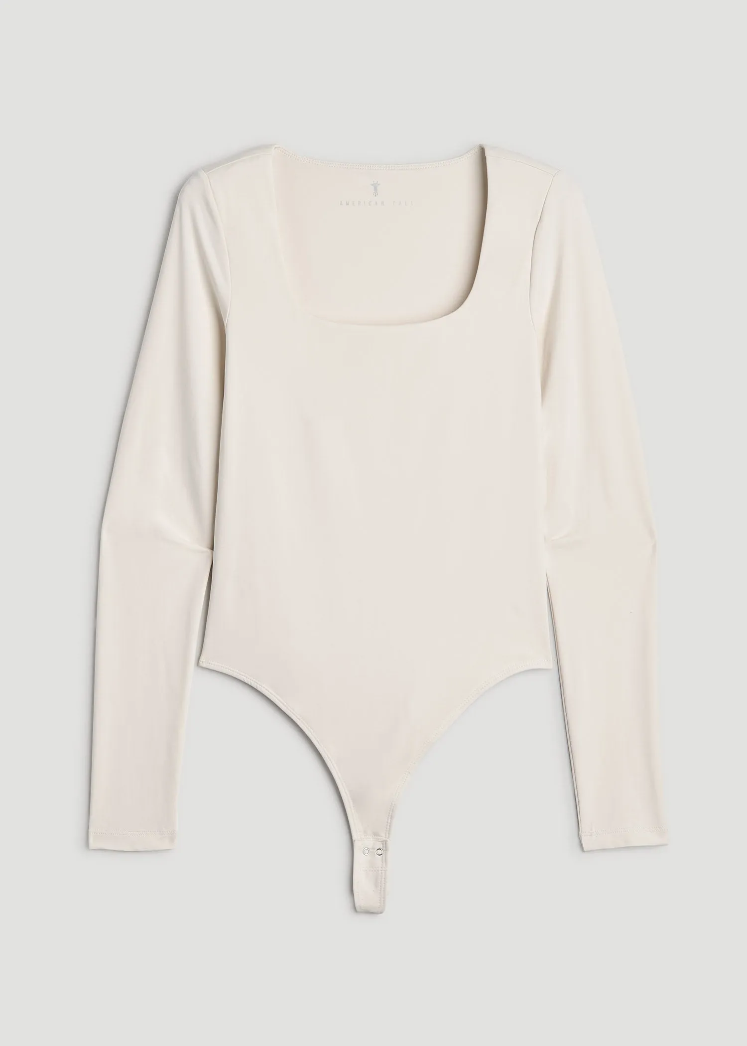 Long Sleeve Square Neck Bodysuit for Tall Women in Winter White