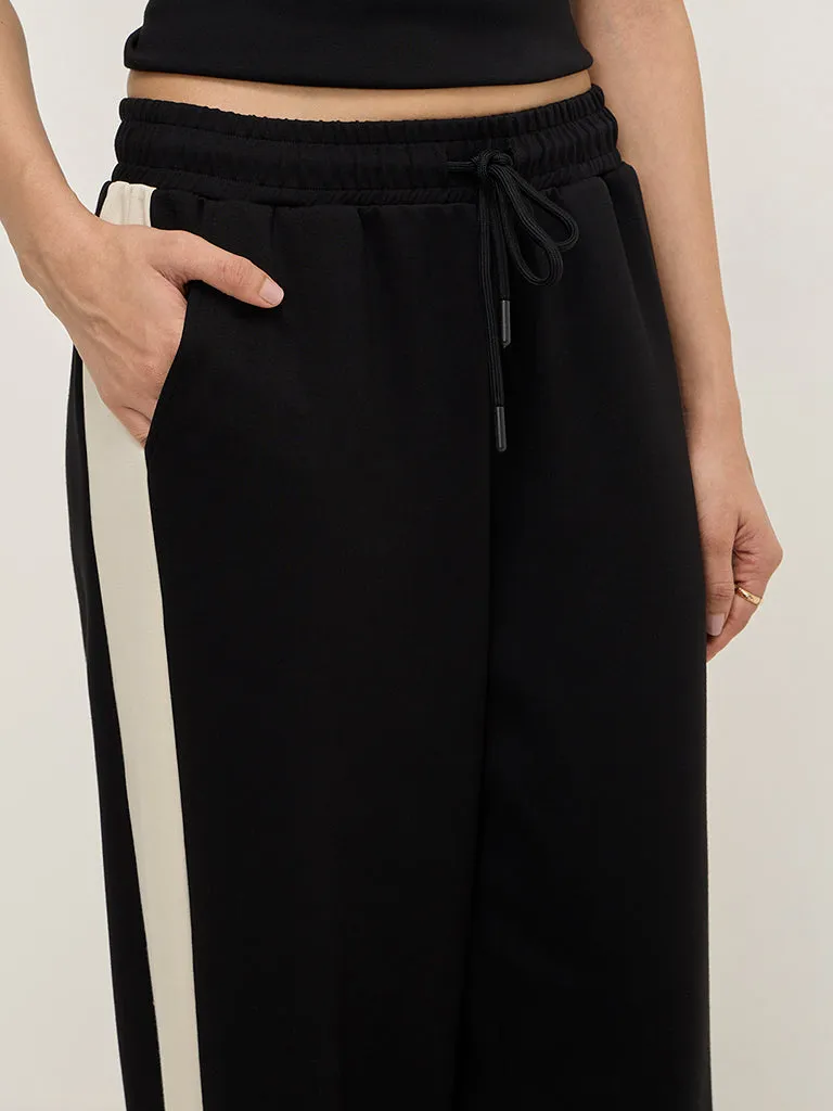 LOV Black Colour-Blocked High-Rise Joggers