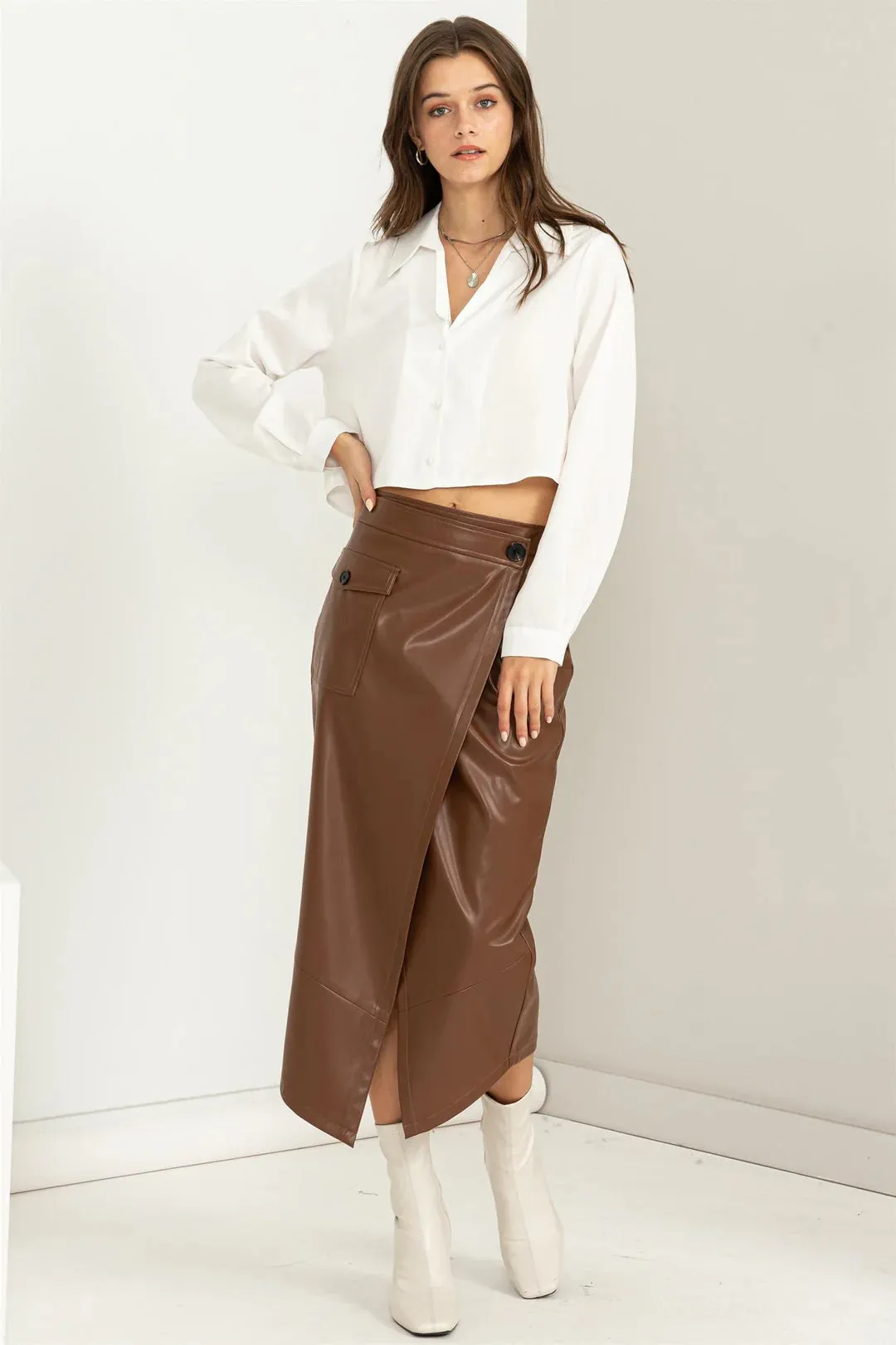 Love Vibes High-Waisted Wrap Midi Skirt