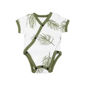 L'ovedbaby Organic Short Sleeve Kimono Bodysuit - Sage Palm no