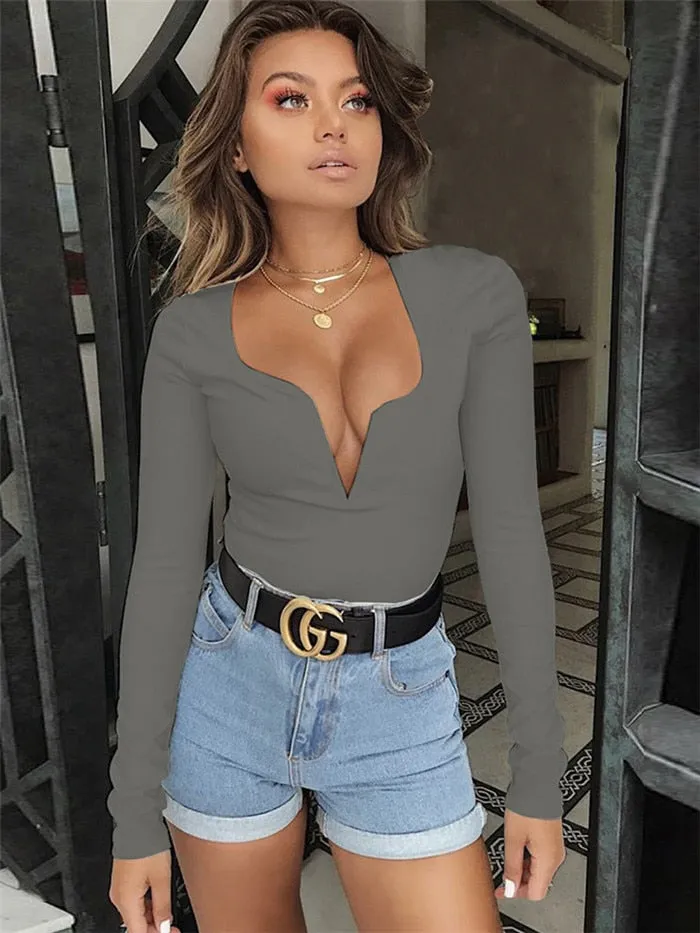 Low cut Long Sleeve Bodysuit