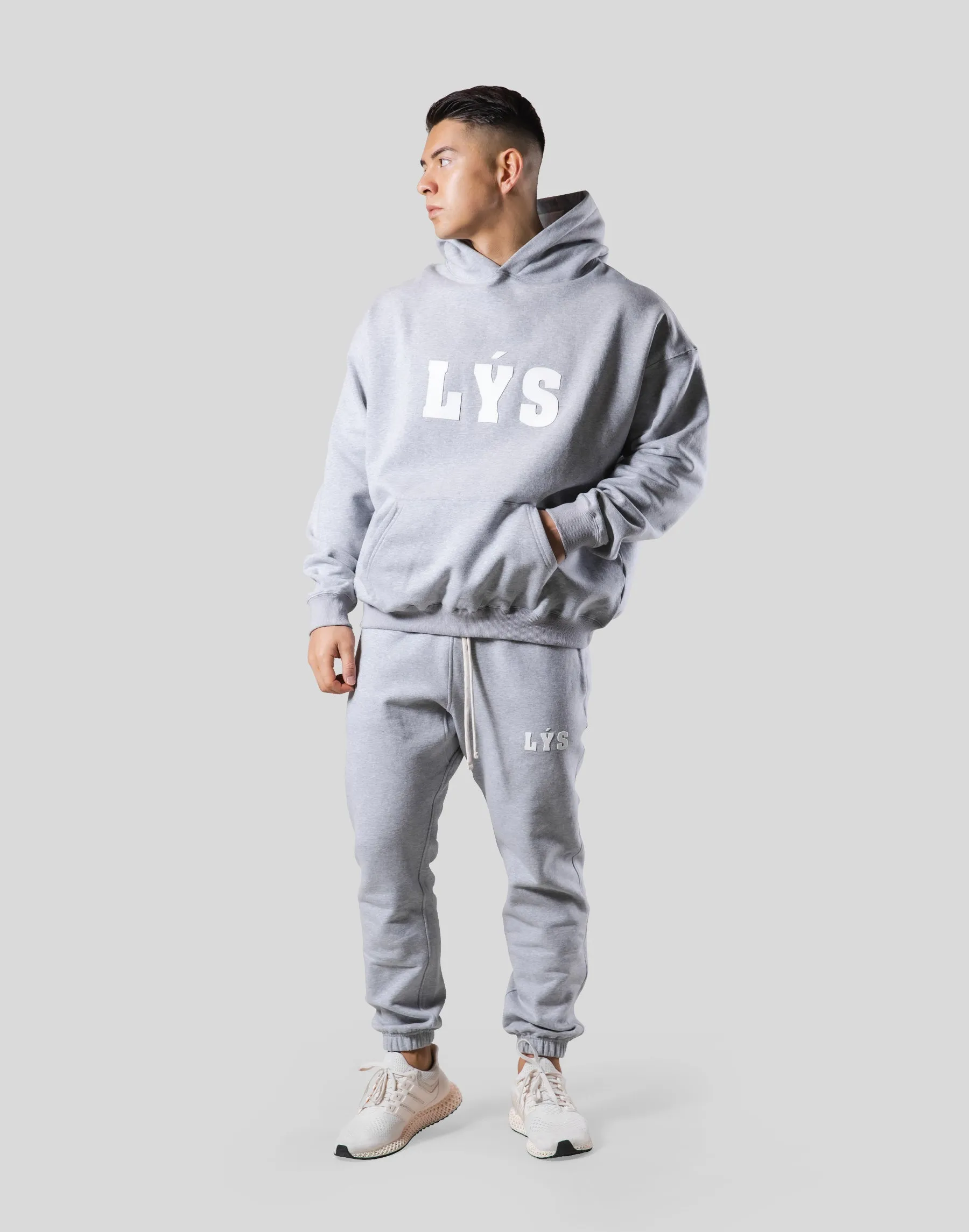 LÝS Logo Stretch Pullover Hoodie - Grey