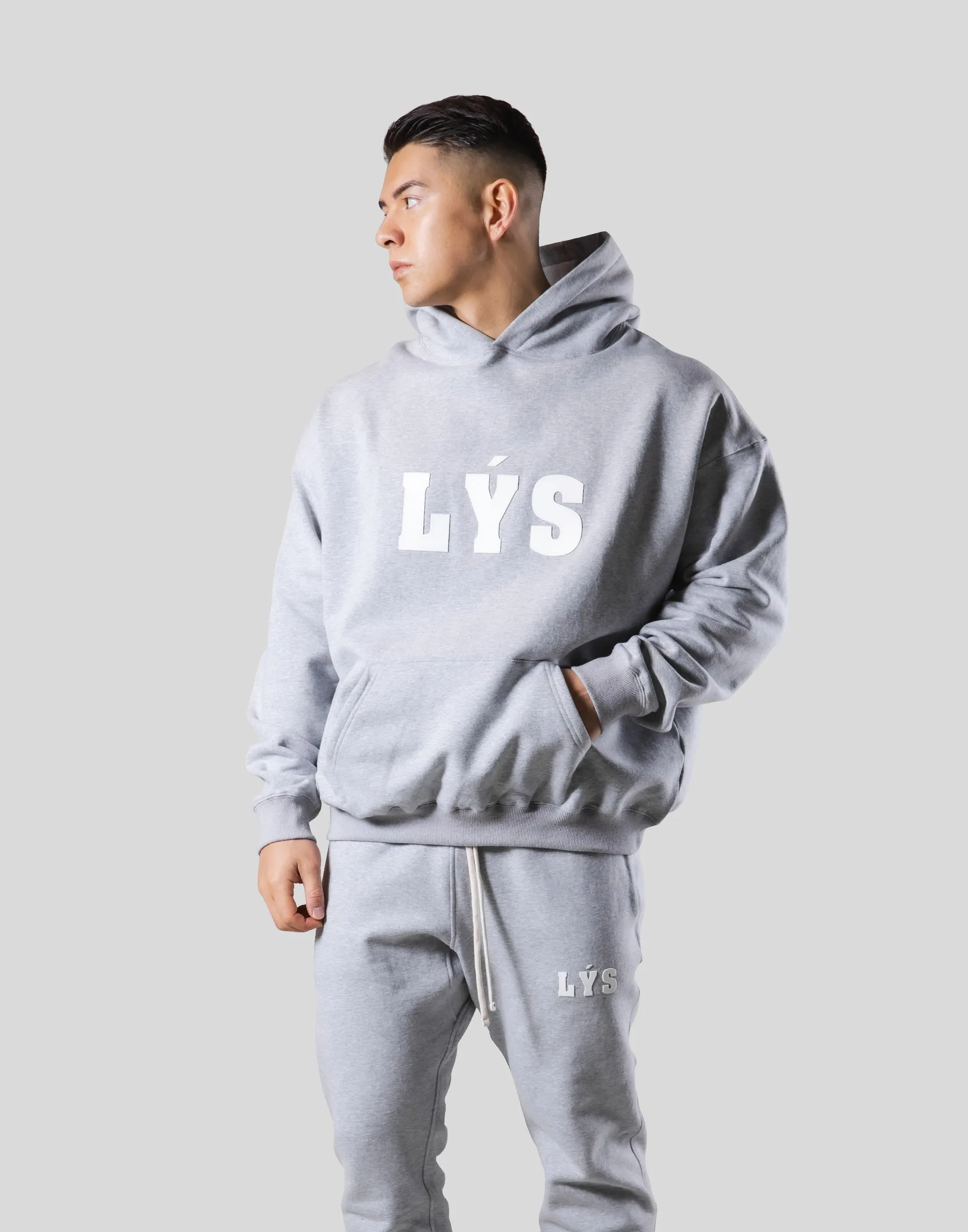 LÝS Logo Stretch Pullover Hoodie - Grey