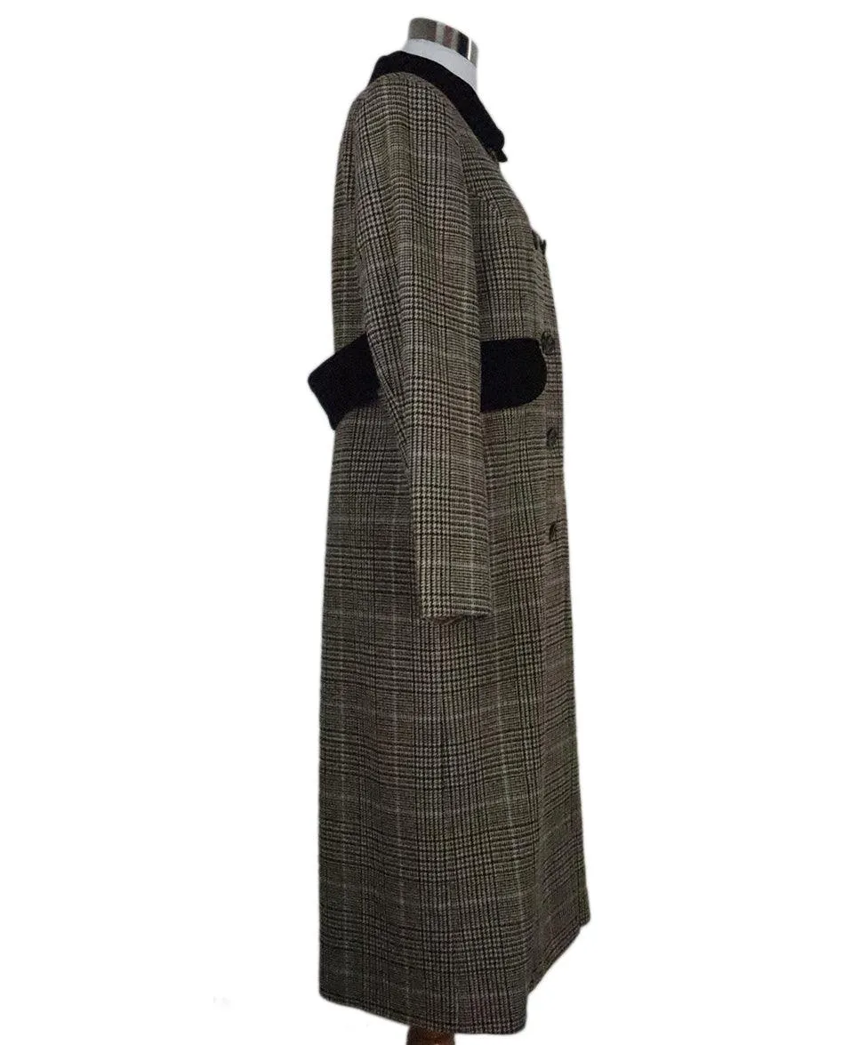 Manoush Black & Brown Plaid Wool Coat sz 4