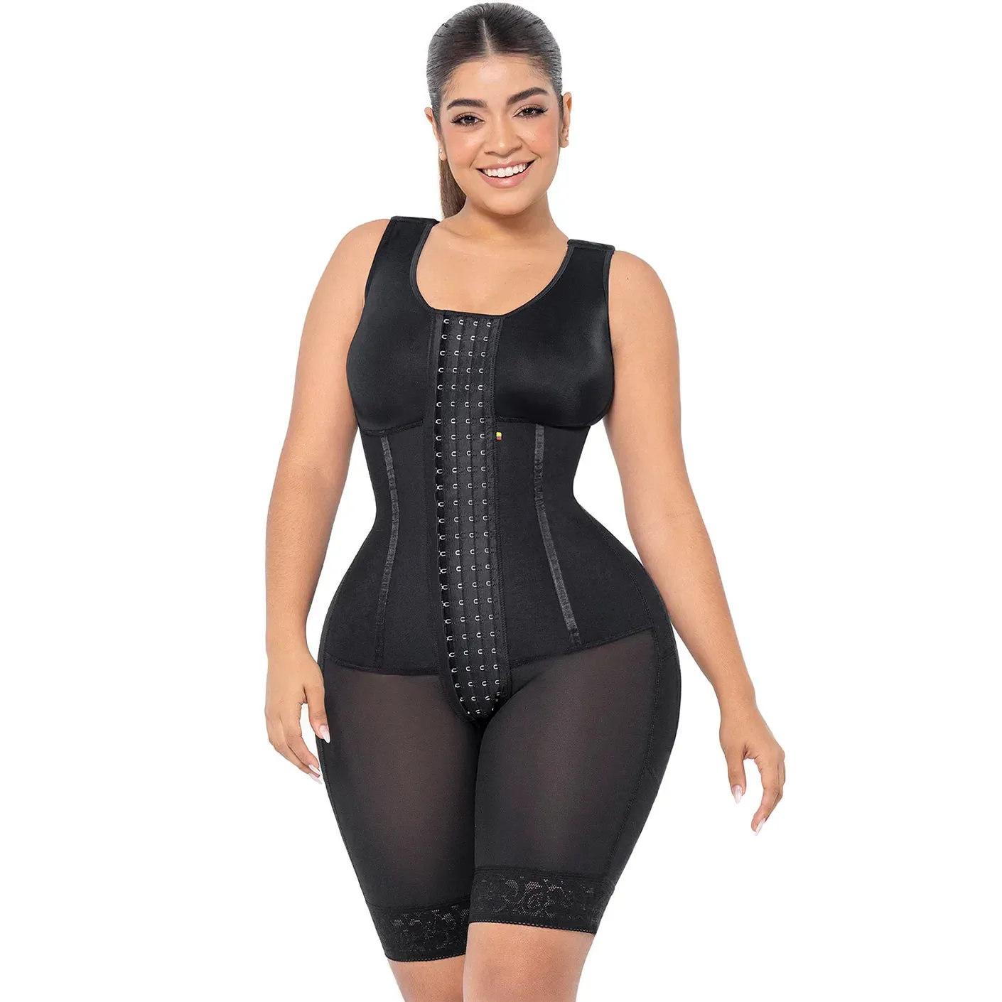 MARIAE RXC633V Fajas Colombianas Tummy Control Shapewear Bodysuit Mid Thigh Body Shaper with Built-in Bra