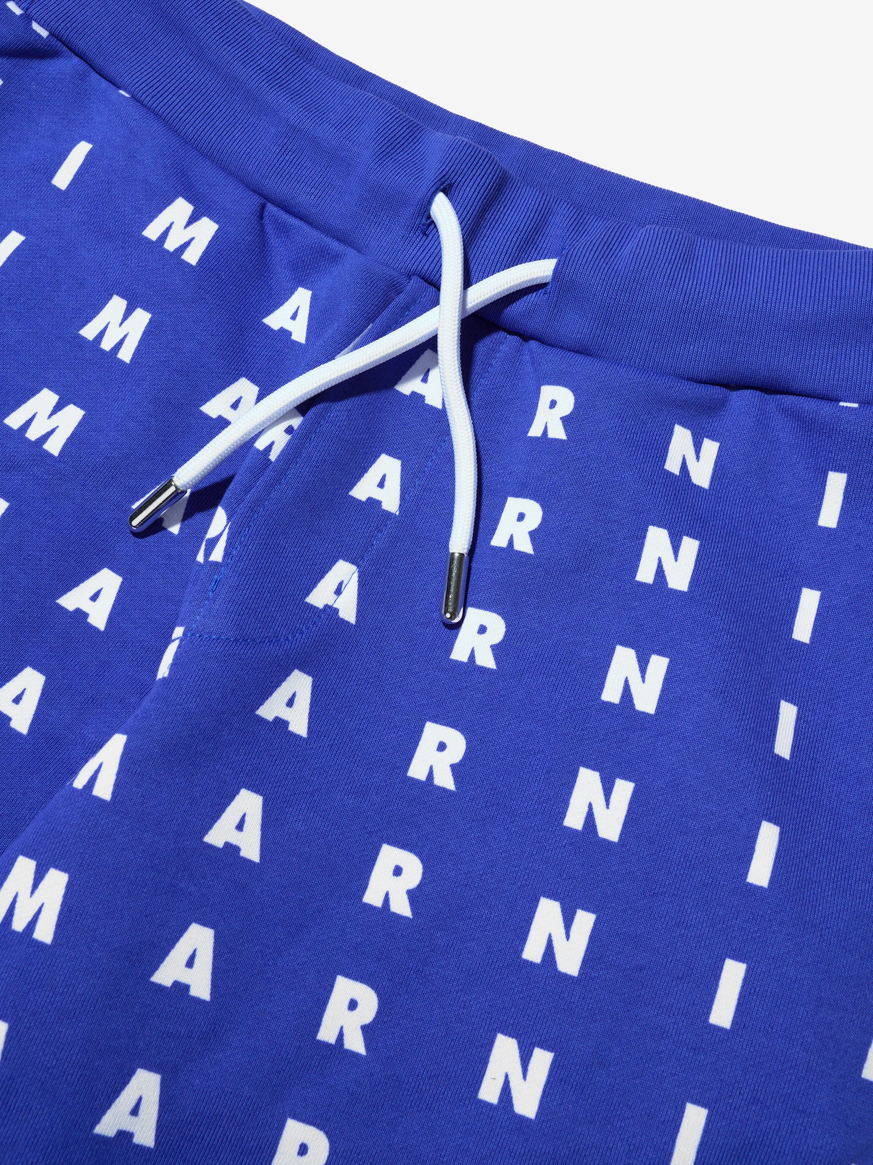 MARNI Kids Logo Print Joggers in Blue