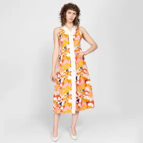 Medium 70s Tropical Floral Midi Cover Up Dress