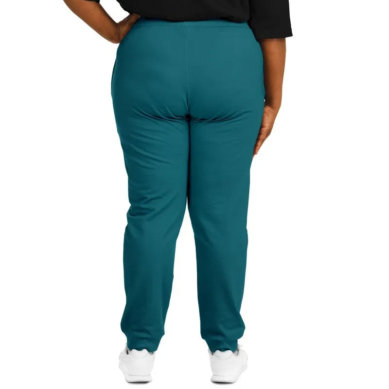 Medium Dark Warm Cyan Joggers | Unisex | with PLUS sizes | Medium Dark Pure Warm Cyan | C100M0Y25K60