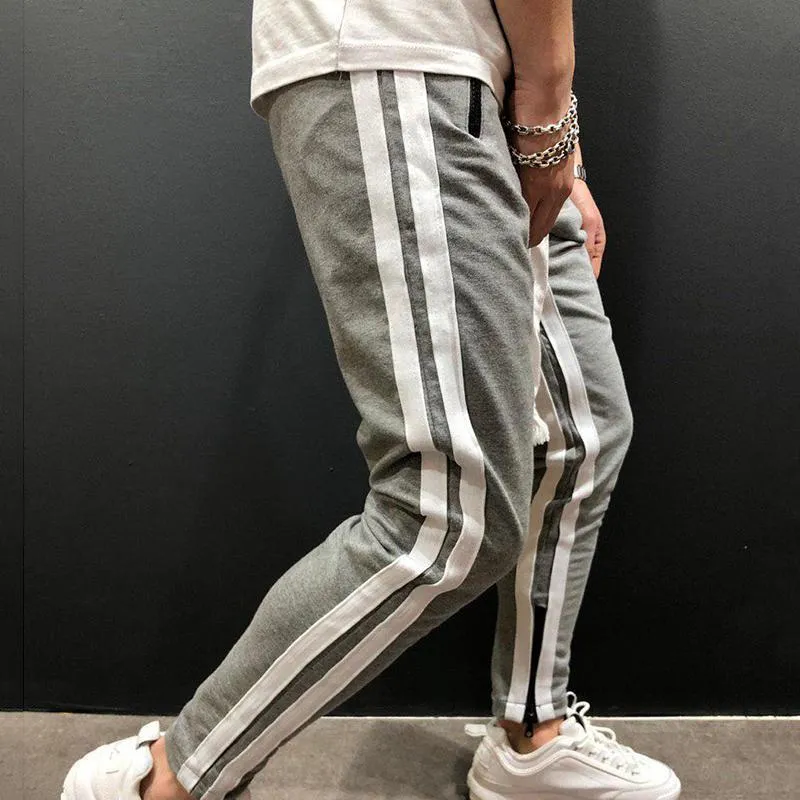 Men's Casual Grey & White Sport Jogger Pants